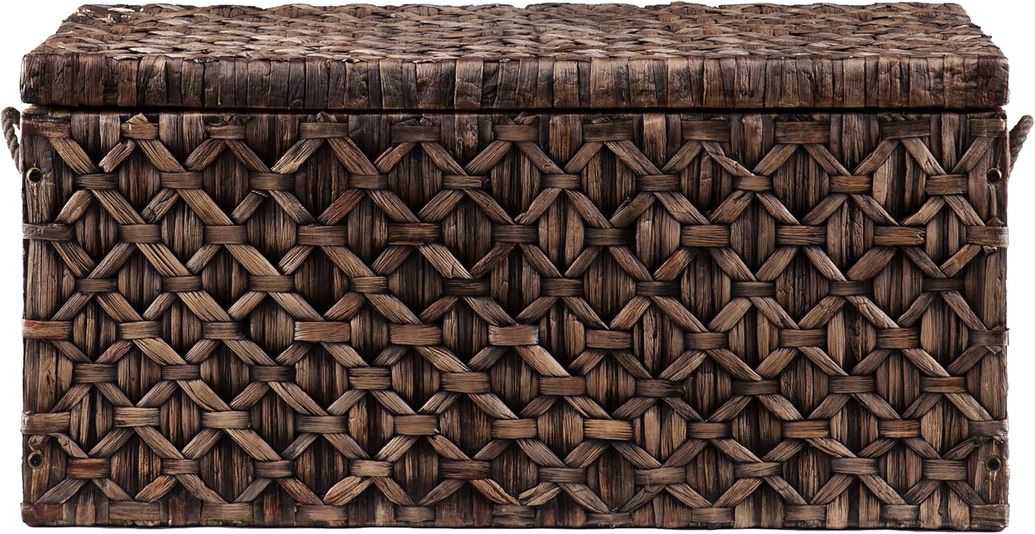 SEI Furniture Hawridge Water Hyacinth 30" Storage Trunk, Blackwashed