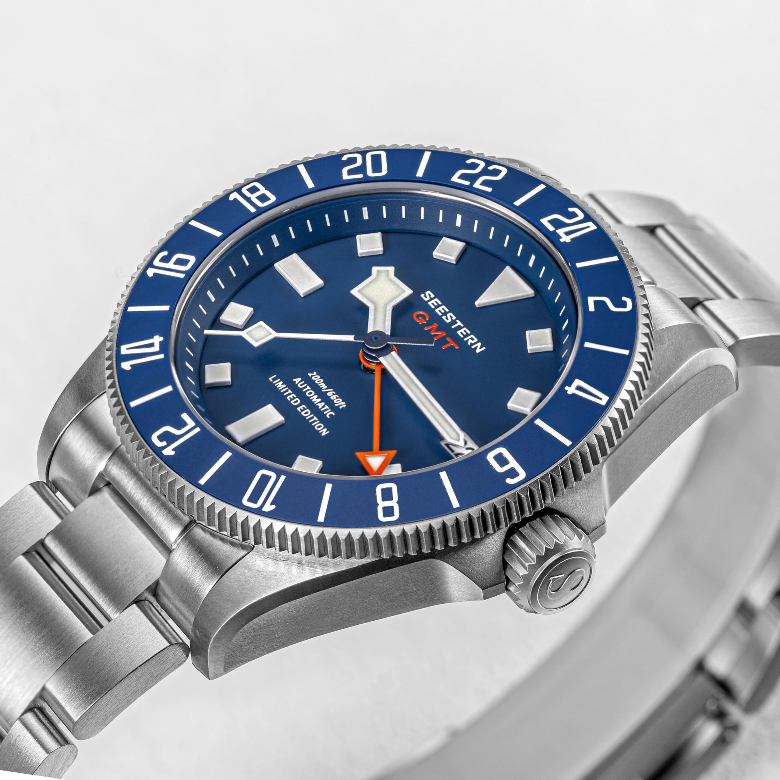 Titanium GMT S462.E Sportuhr, mechanisch, wasserdicht, 200 m, blau, Sportlich