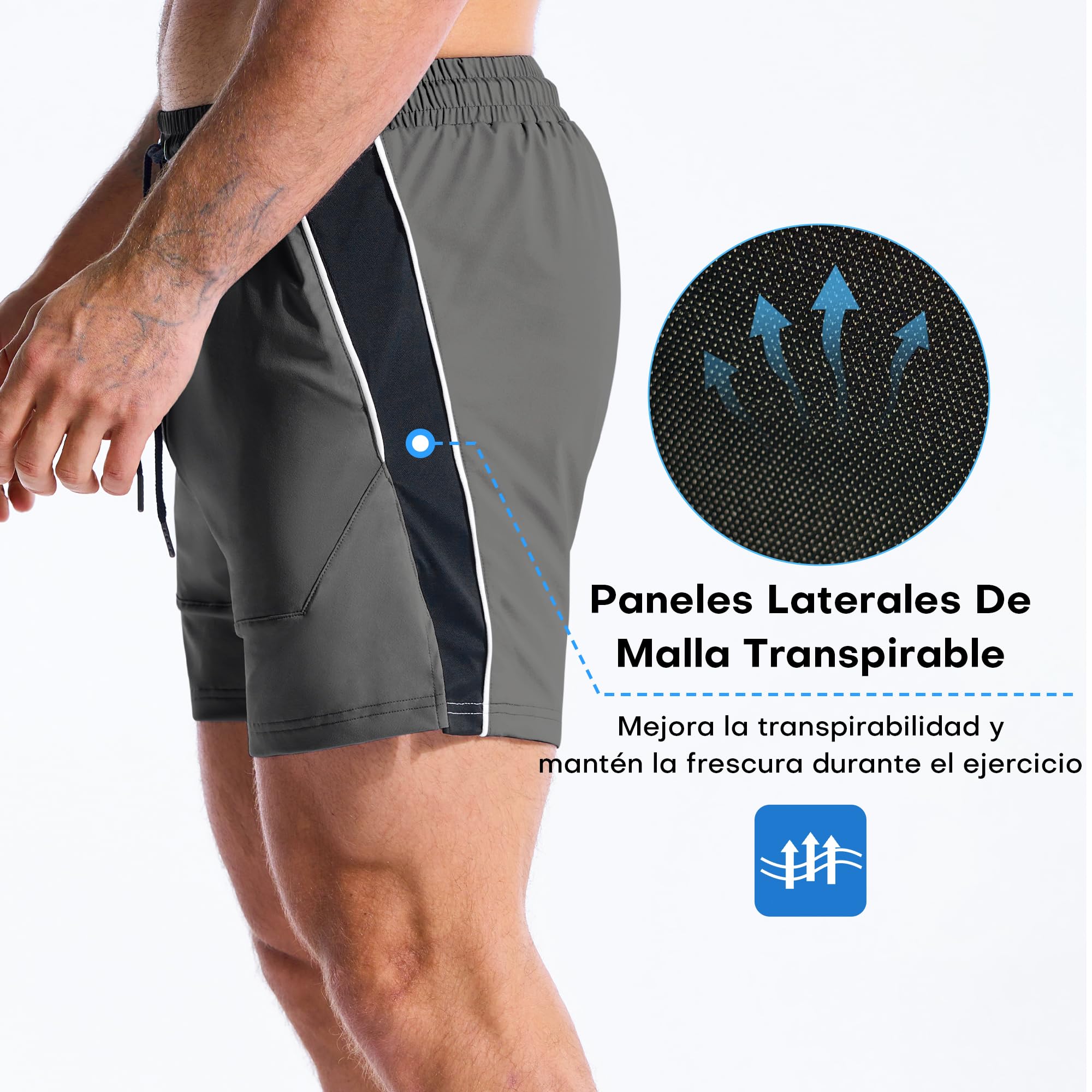 ZENWILL DRI-Armor Męskie spodenki sportowe z zamkiem błyskawicznym Krótkie spodnie do biegania, lekkie spodenki do siłowni szybkoschnące