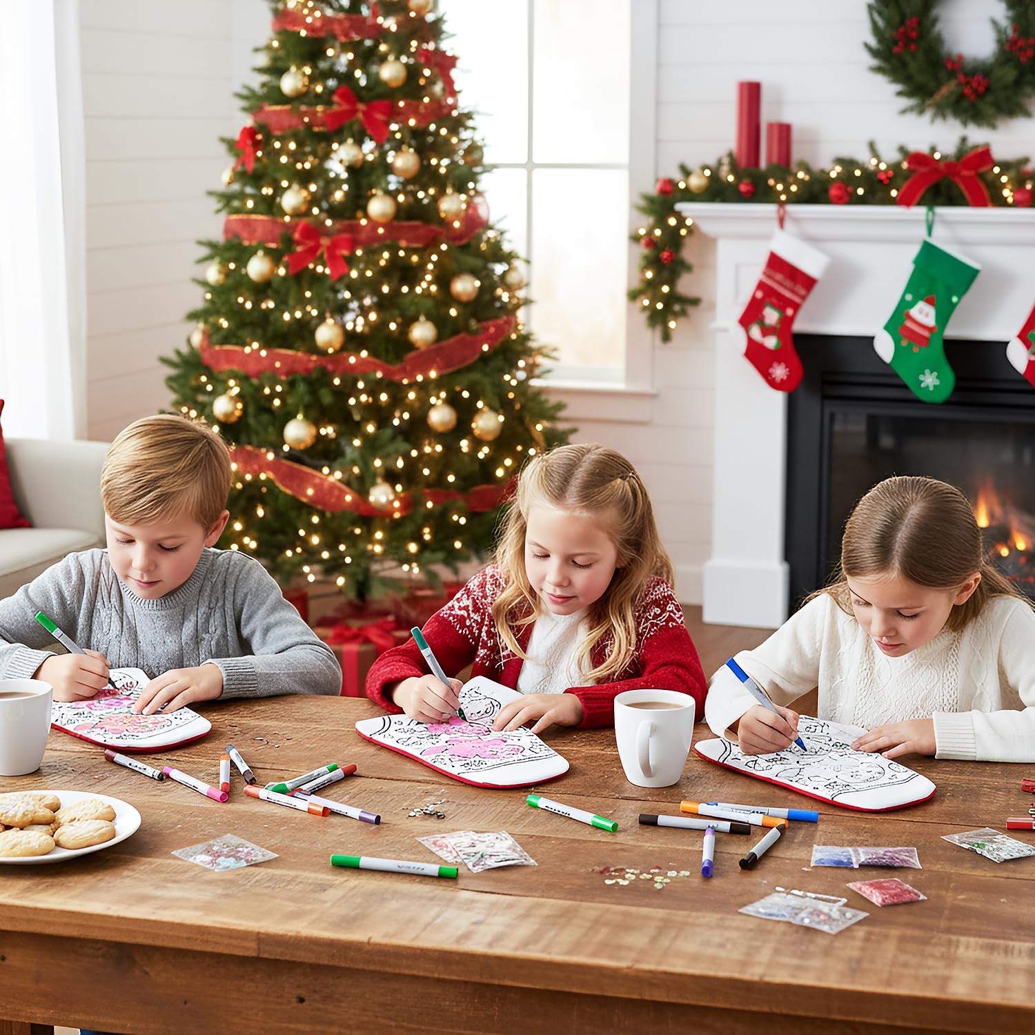 Fun Express Color Your Own Gingerbread Christmas Stockings - 12 Pc