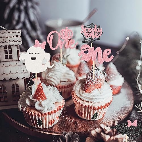 Miniatura 7 de Rsstarxi Paquete de 30 adornos espeluznantes para cupcakes de Halloween para el primer cumpleaños, decoración de cupcakes de fantasma, murciélago,