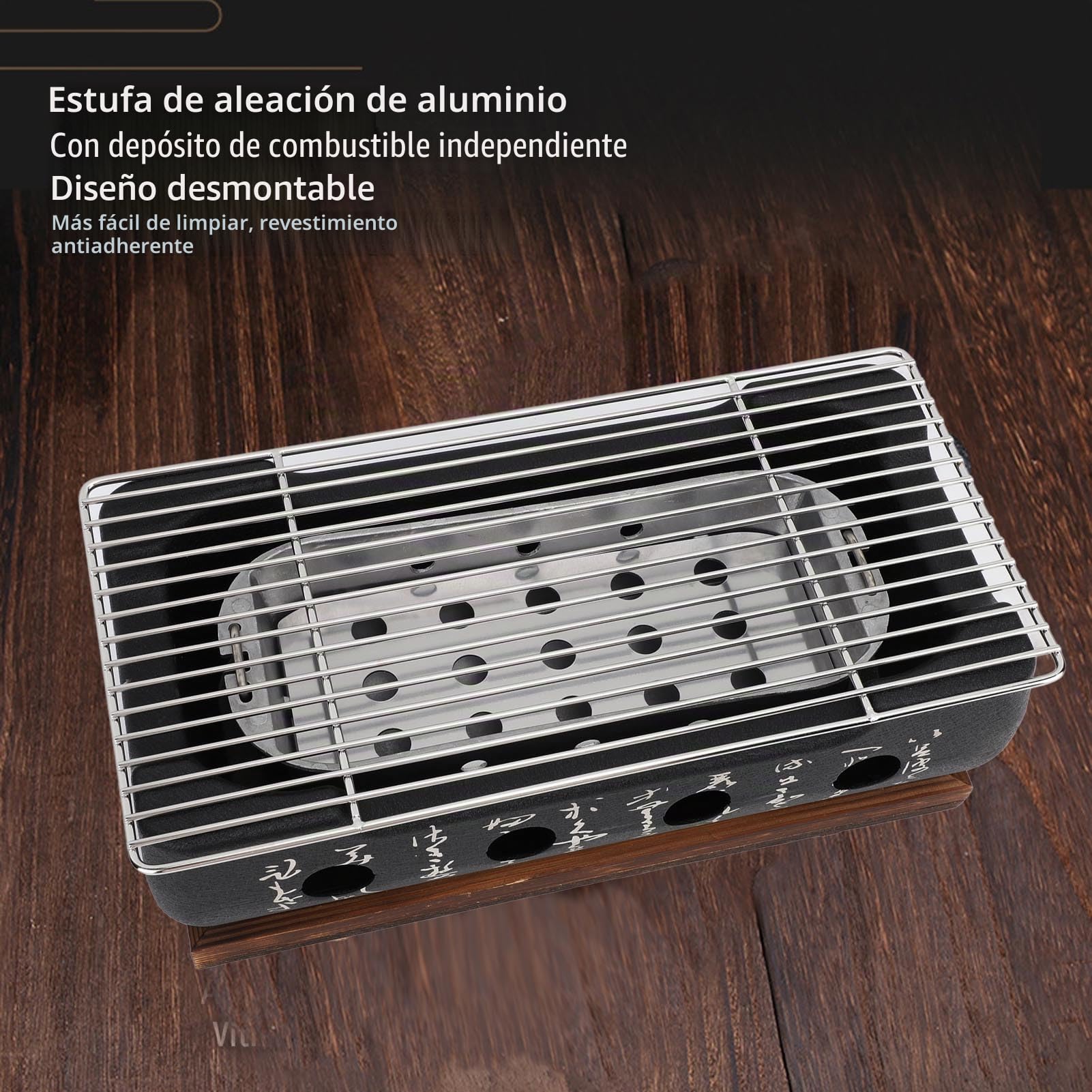 Yosoo Health Gear Parrilla de Barbacoa Japonesa Portátil, Estufa de Carbón de Aleación de Aluminio con Malla de Alambre para Barbacoa en Casa de Camping Yakitori (XL)