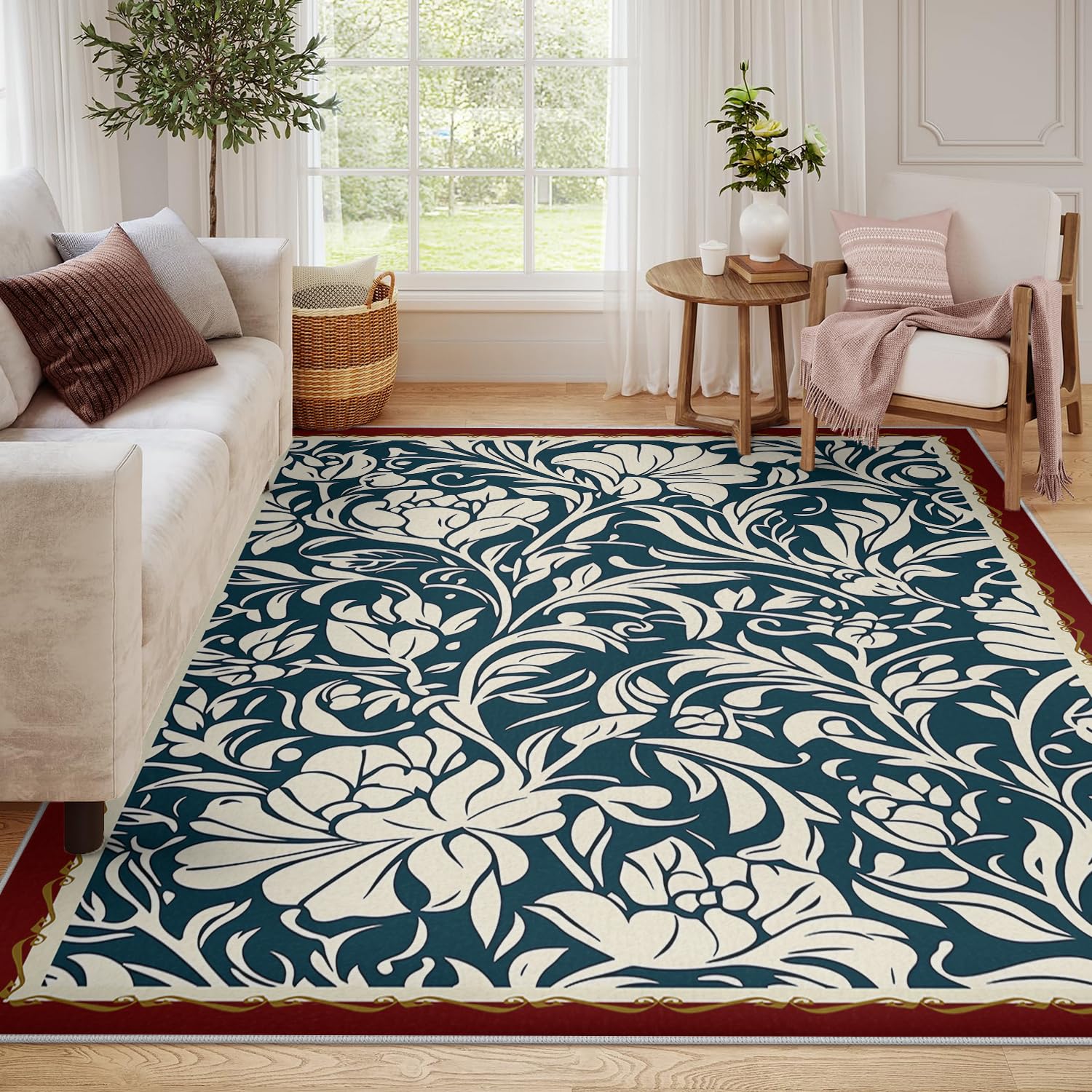 Tapis 160x200cm floral pour un salon élégant au style jardin
