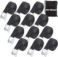 Vista 12 de Correas de Cartman para amarre, de 1 pulgada x 12 pies, de hasta 600 libras, 10 unidades en bolsa de transporte