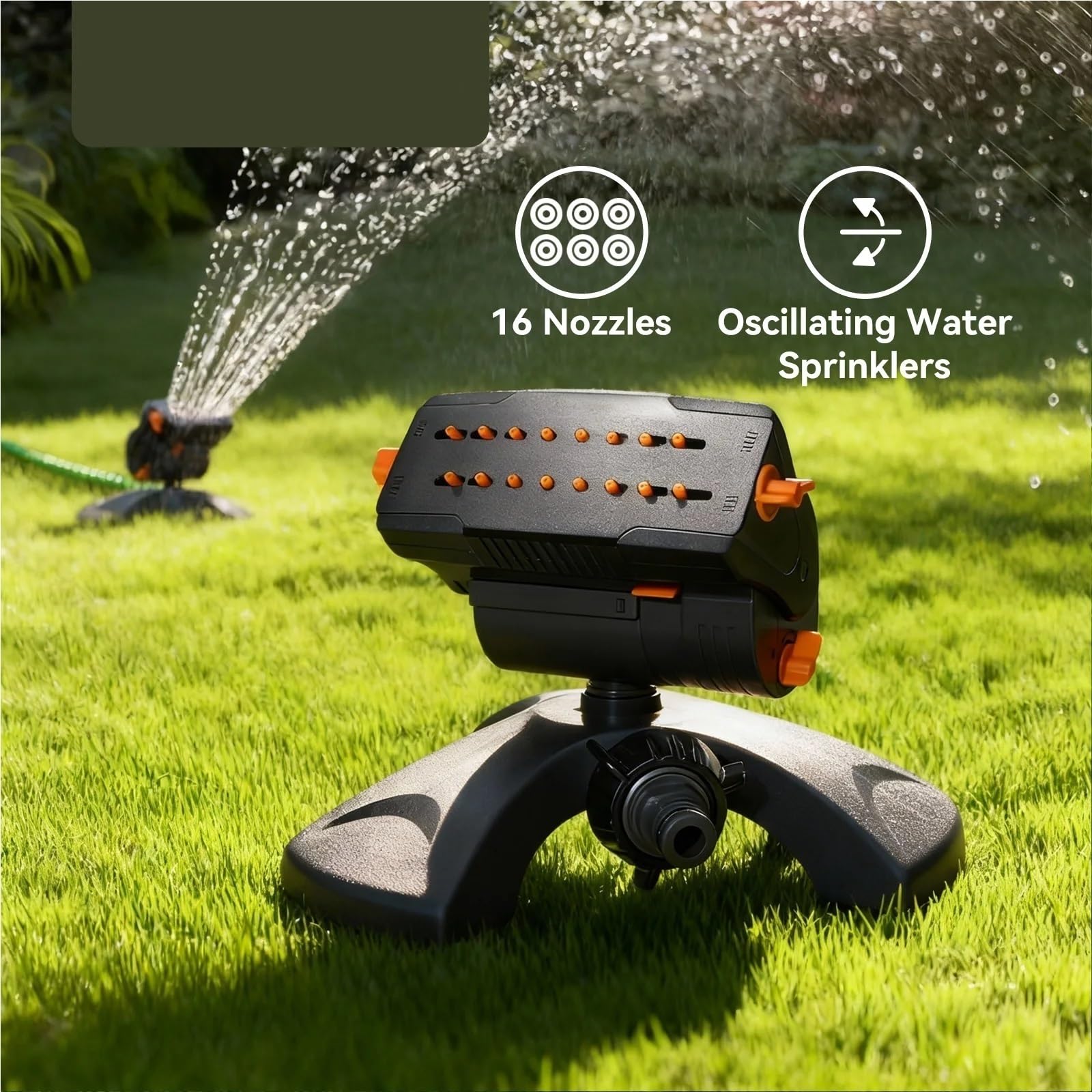 Irrigatore Rotante Irrigatori ad acqua oscillanti Mini Turbo | For giardino, irrigatore da giardino, larghezza, portata e portata regolabili