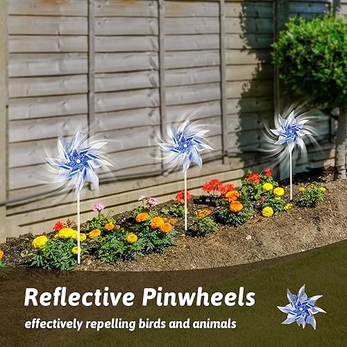 Miniatura 6 de Paquete de 10 molinillos reflectantes para patio y jardín, molinos de viento al aire libre, molinos de viento brillantes para decoración de jardín,