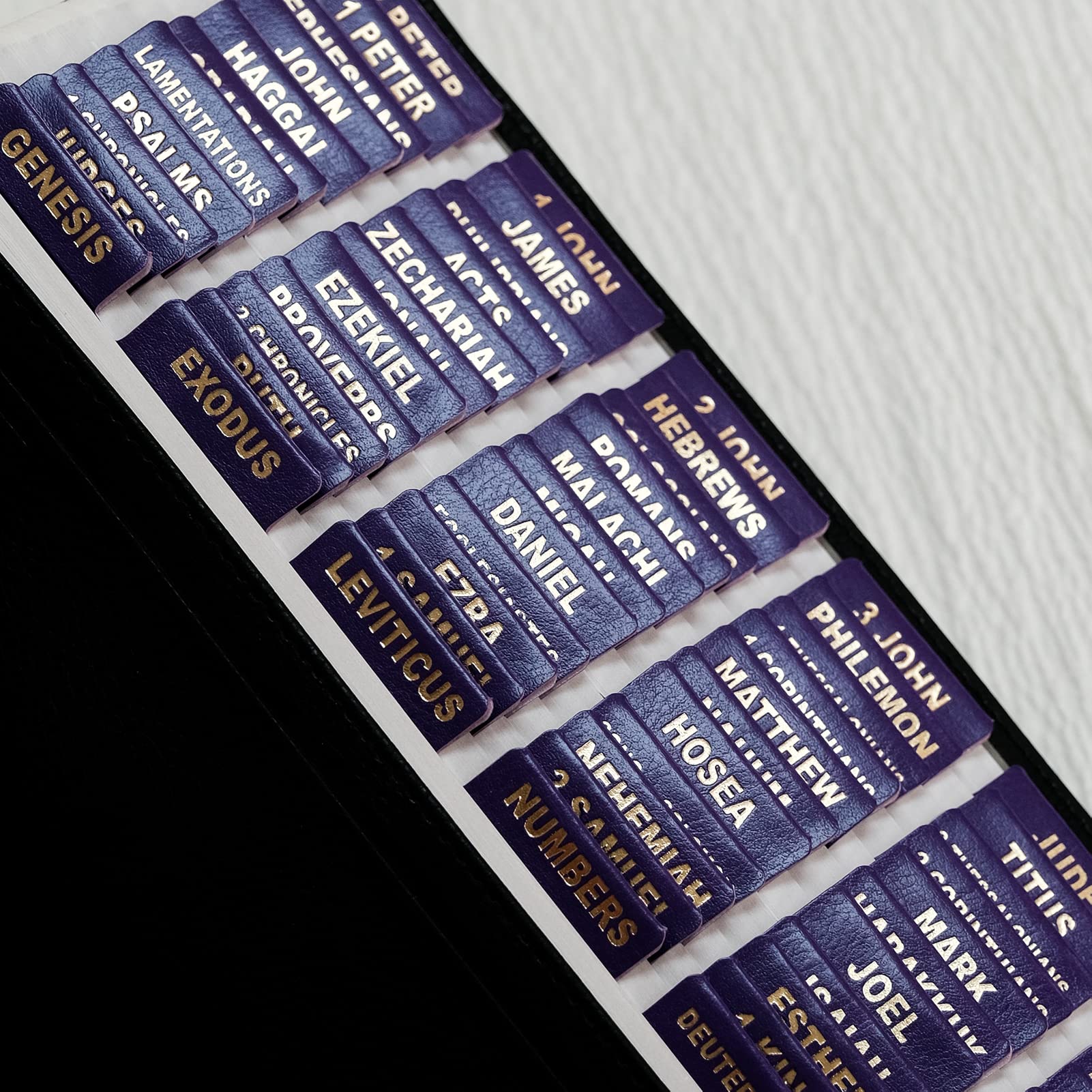 UPAFEXXI-Leather Bible Tabs, Bible Tabs for women and men(Gold Foil Lettering) Large Print Stickers, Easy to Read and Apply, 80 Chapters Labels for Easy Navigation(Purple)