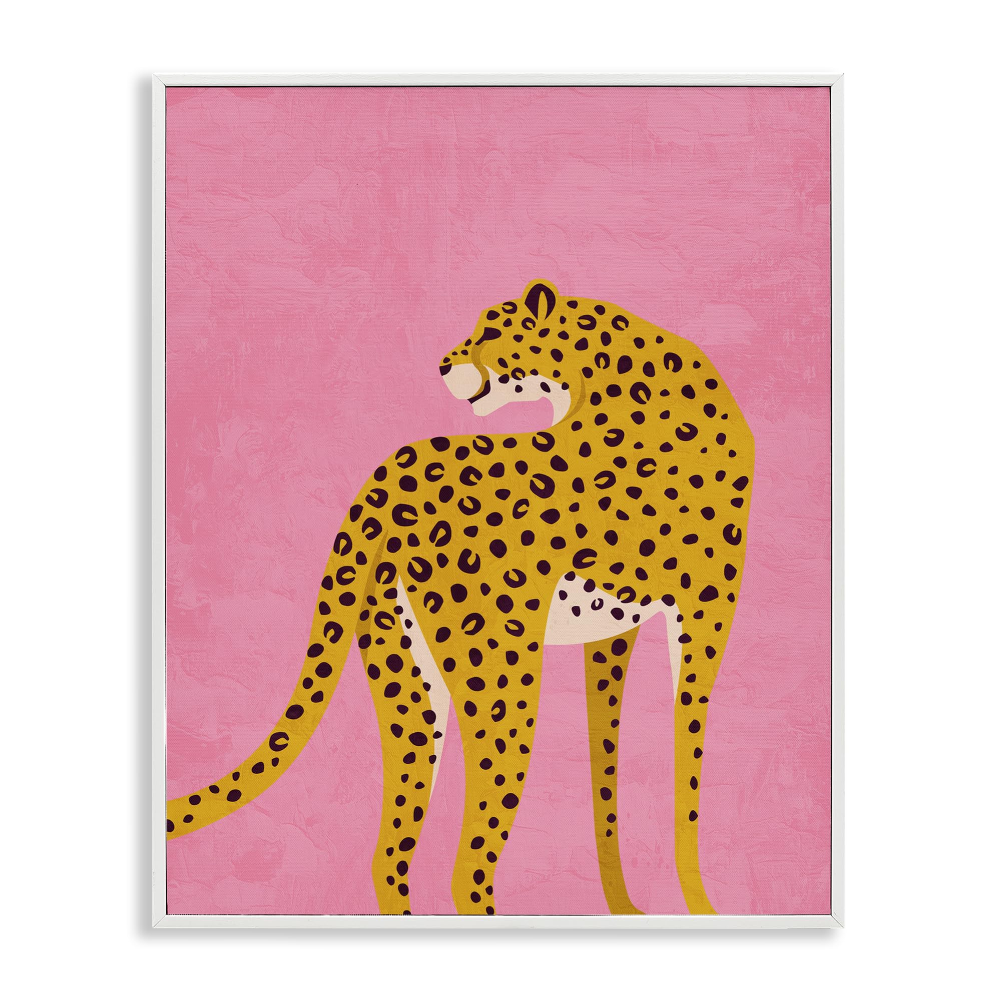 Stupell Industries Coastal White (Textured) 'Leopard On Pink Serenade'| Framed Giclee Art