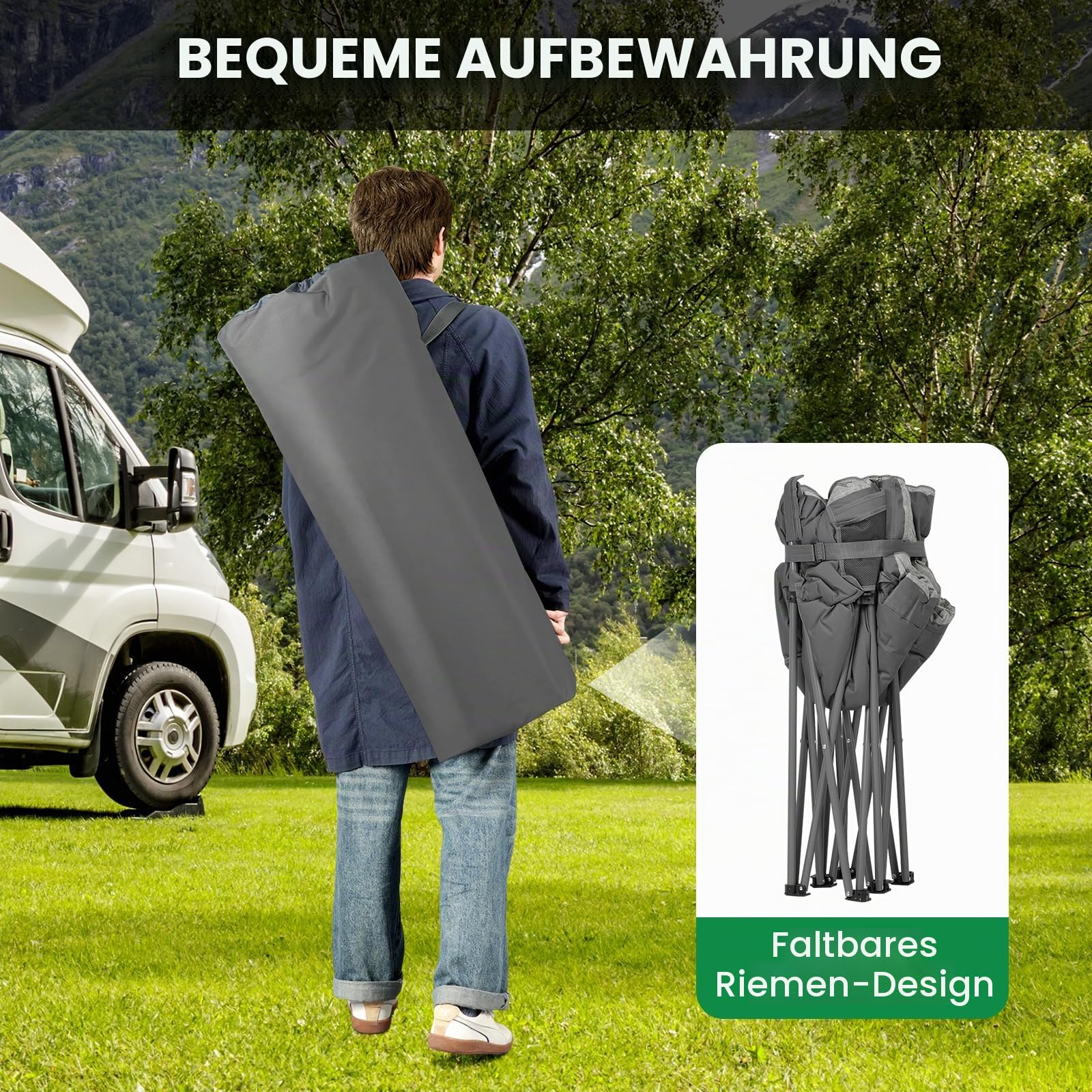 WOLTU Campingstuhl Faltbar für 2 Personen, 121 cm breit