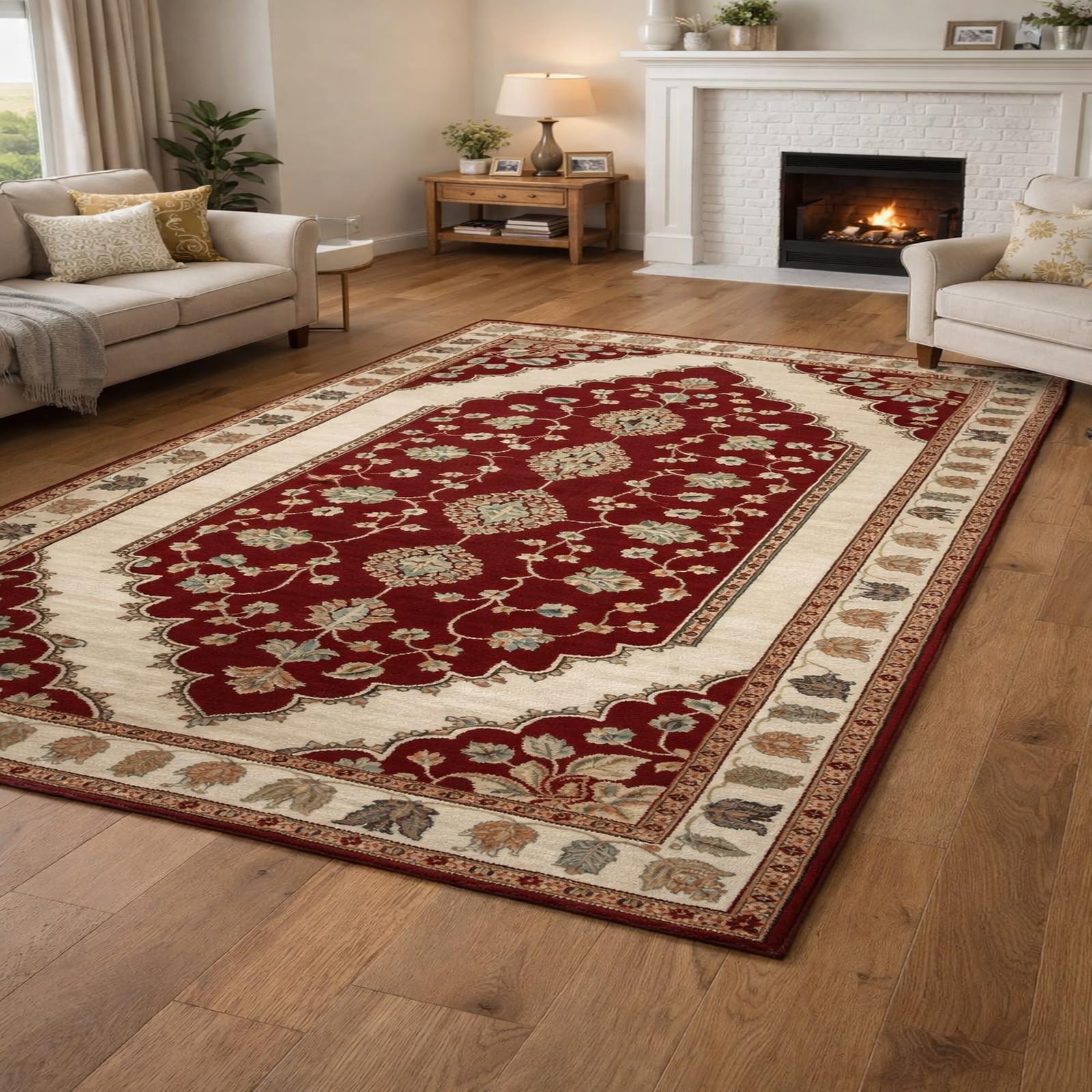 Tapis de sol 110 x 200 cm floral vintage pour habiller un sol froid ou un balcon abrité