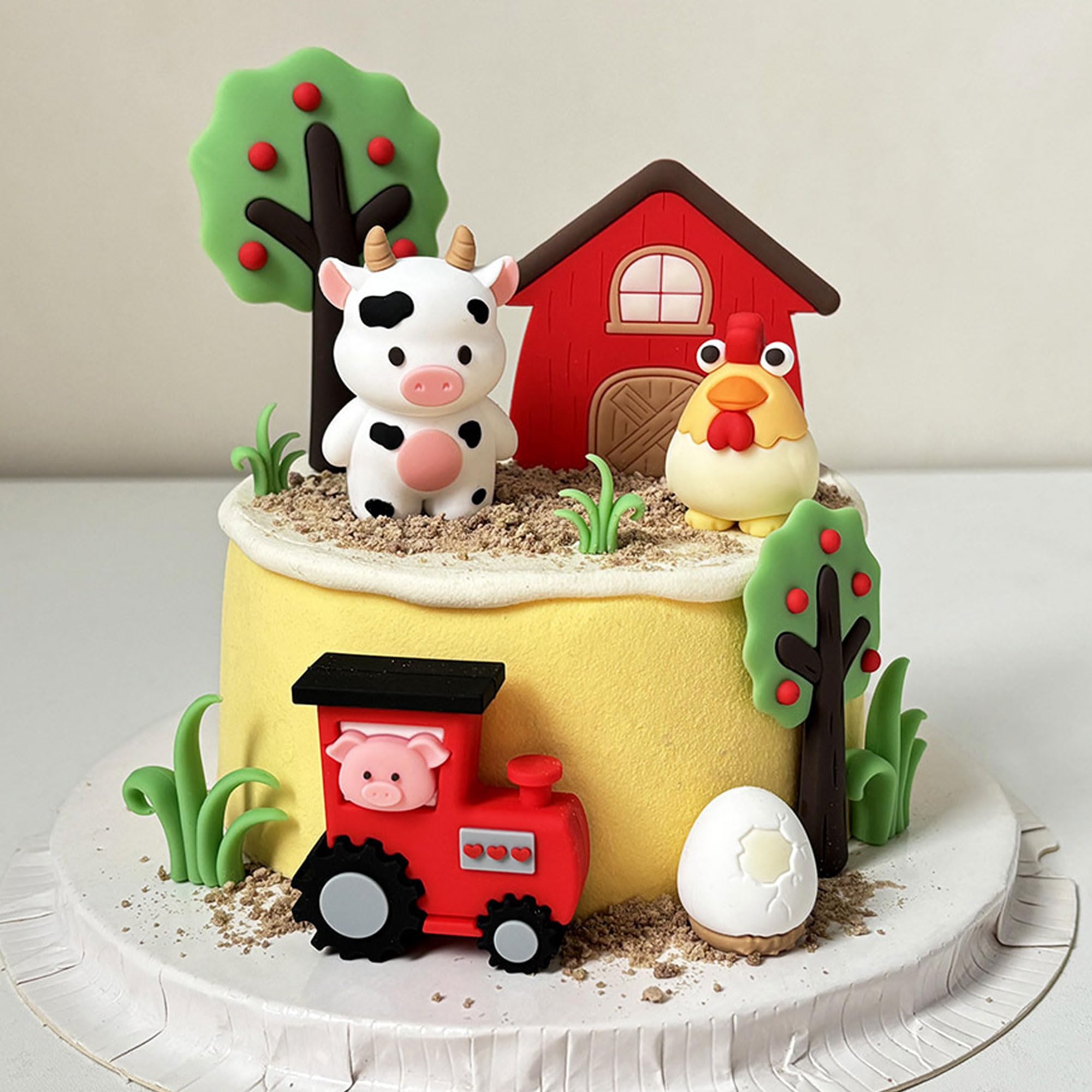 JeVenis Simpatica decorazione per torta di mucca con animali della fattoria topper per torta di compleanno decorazione per torta di compleanno per animali della fattoria baby shower decorazioni per