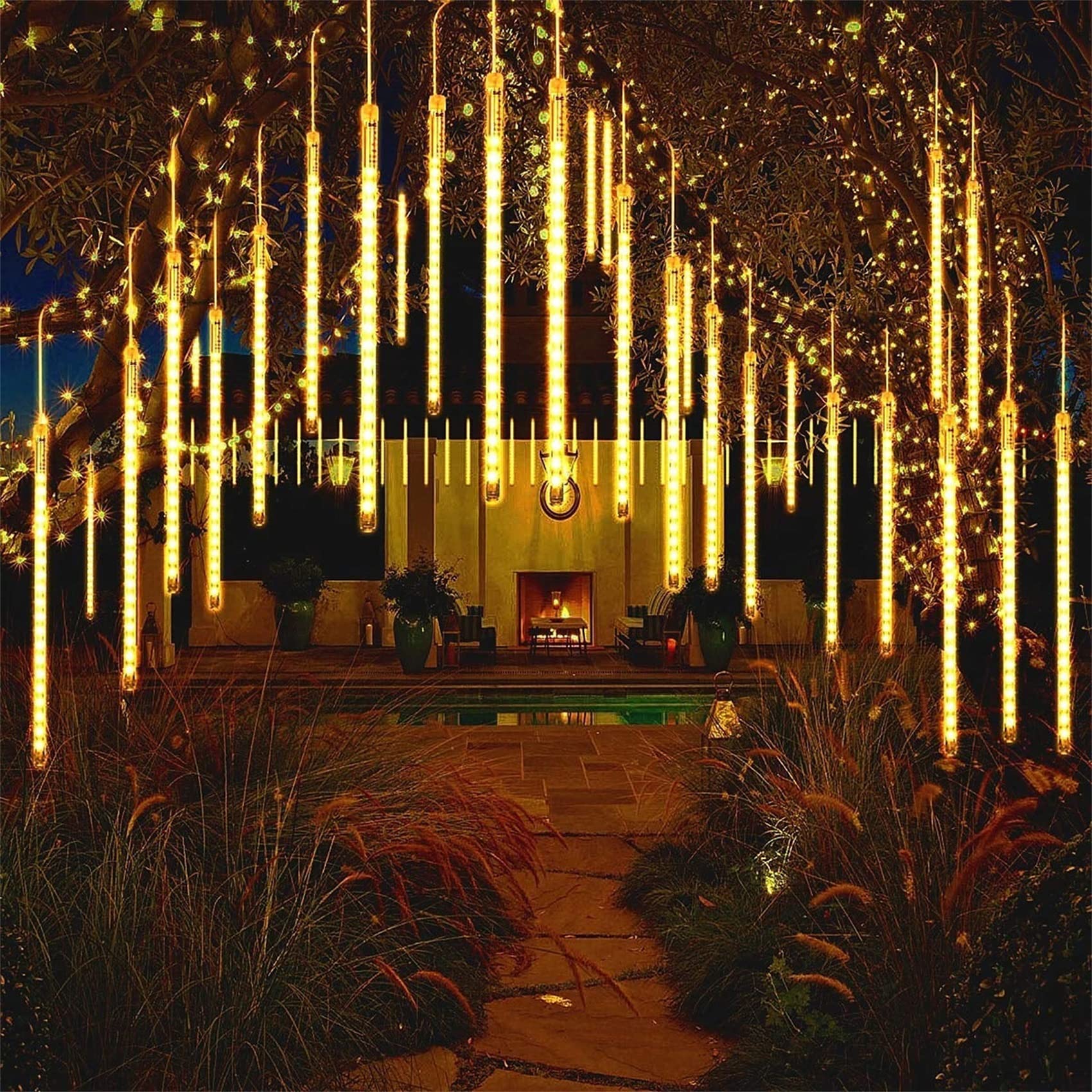 Lampki łańcuchowe, Fairy Lights Lampki choinkowe LED Światła zewnętrzne Ciepłe na Boże Narodzenie, patio, ogród, wesele, sypialnia-ciepłe Whiteolo(Warm White,30cm 10 Tubes 240 LED)