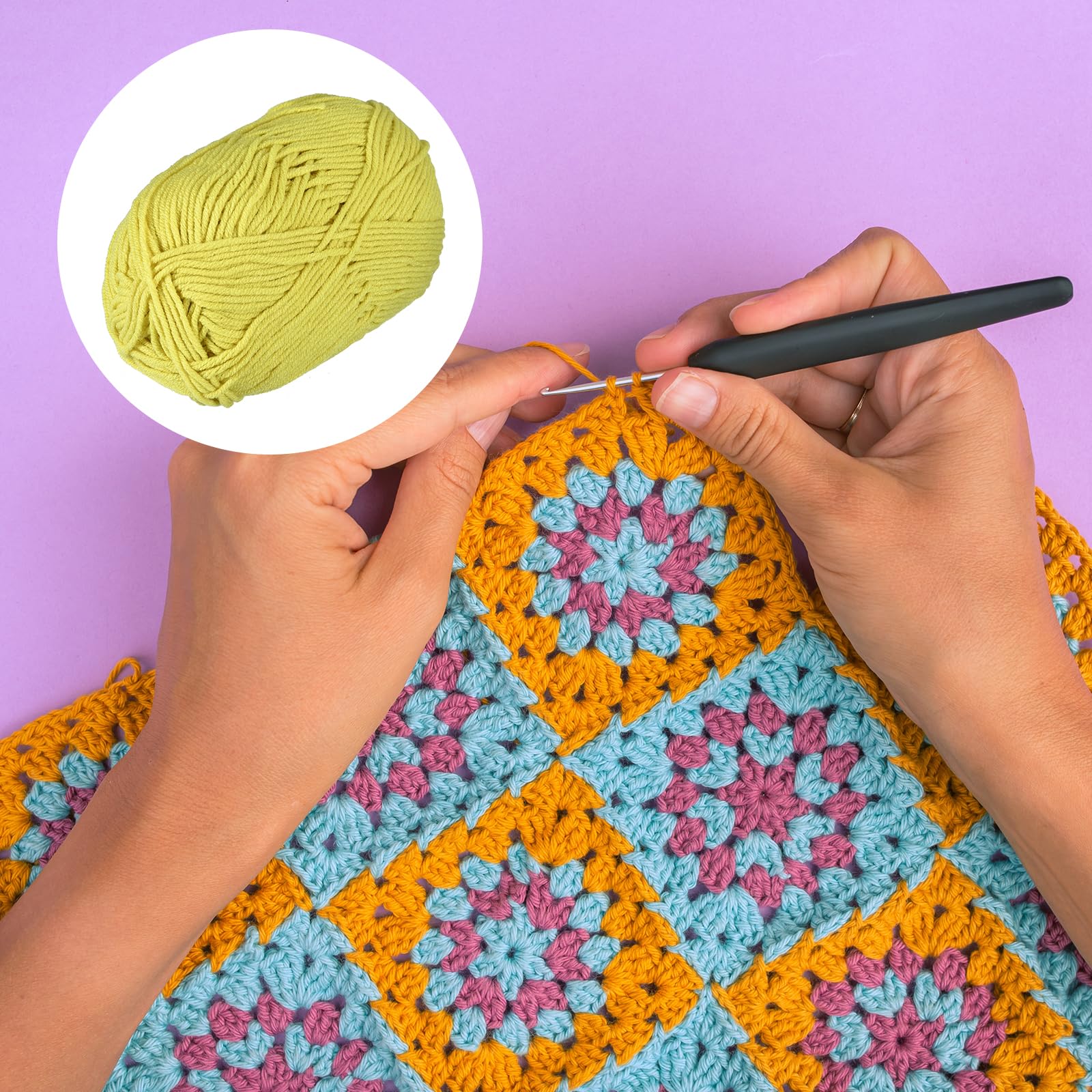 METALLIXITY Acrylic Yarn(50g/1.76oz) 6Pcs, Acrylic Soft Crochet Yarns, Yellow-Green - Image 3