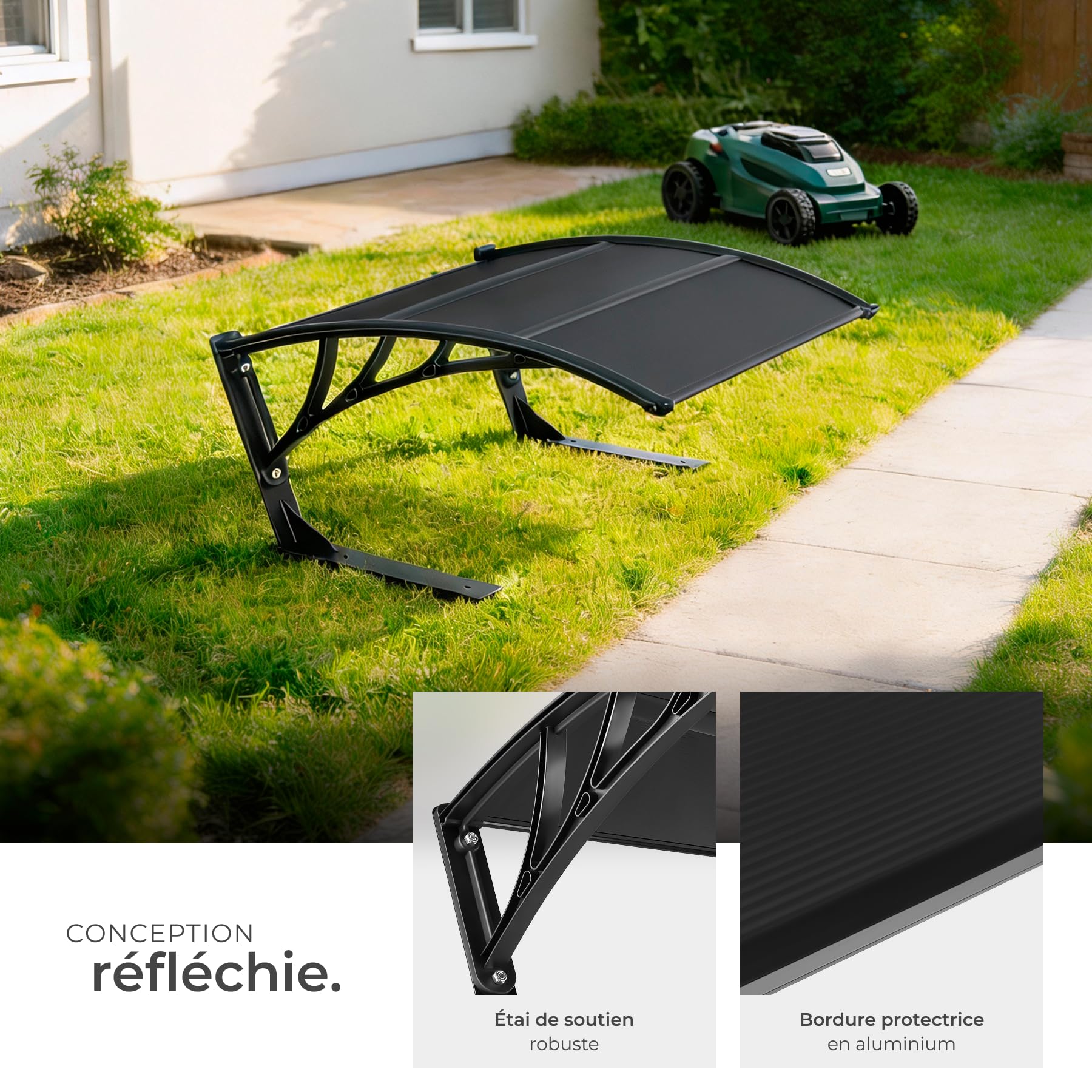 tectake® Abri Garage pour Robot Tondeuse, Abri de Jardin pour Robot Tondeuse sans Fil périphérique, Auvent Résistant aux intempéries & UV, Fixation au Sol ou ancrage avec des piquets Inclus