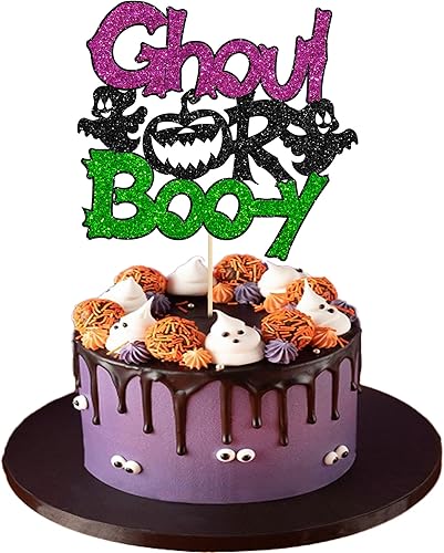 Miniatura 8 de Gyufise 24 decoraciones de fantasmas para el primer cumpleaños de Halloween para cupcakes con purpurina para primer cumpleaños, decoración