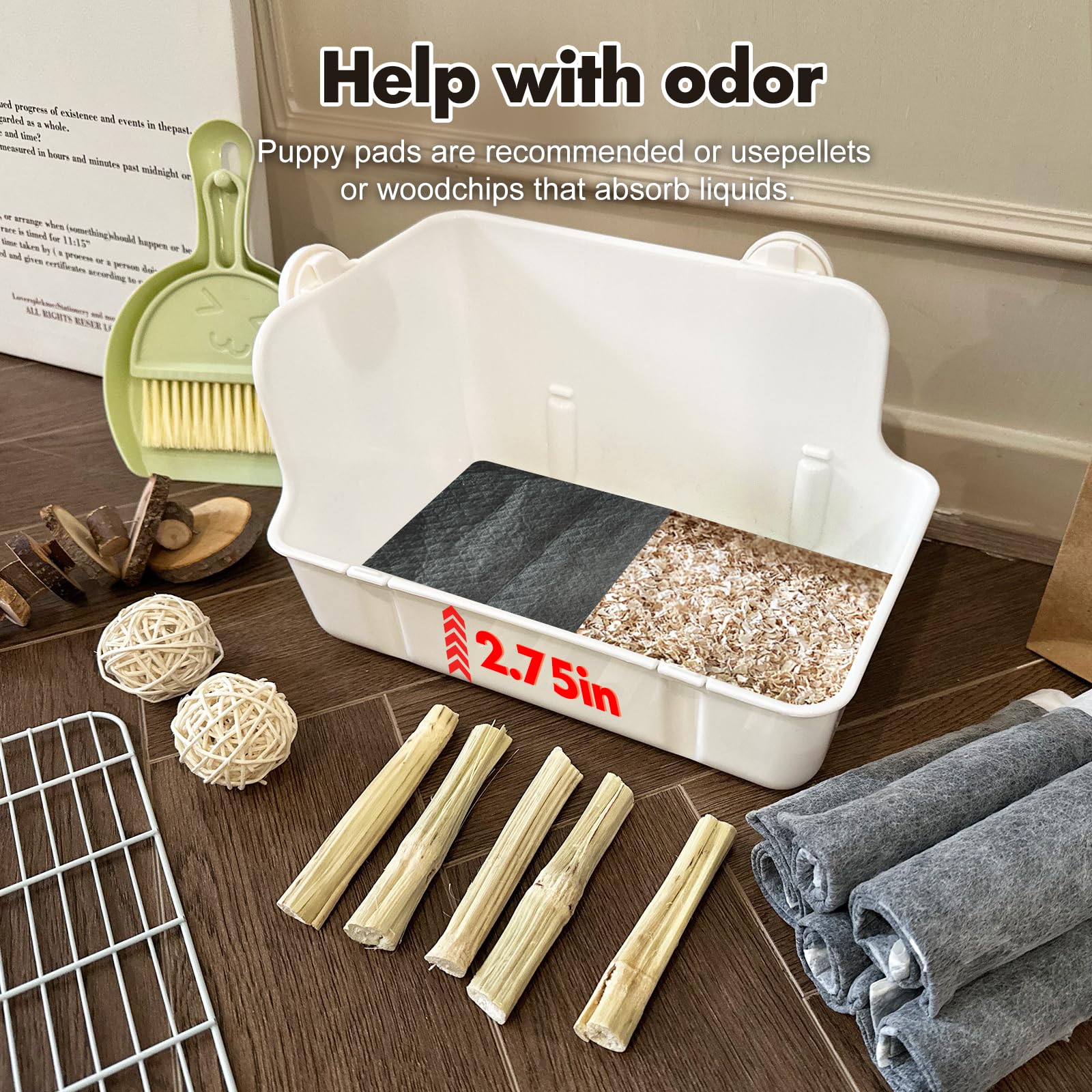 RUBYHOME Rabbit Litter Box Bunny Litter Box Guinea Pig Potty Trainer Corner Bedding Pet Potty Pan for Rabbit Guinea Pig Ferret Small Animal Cage Accessories - image 4