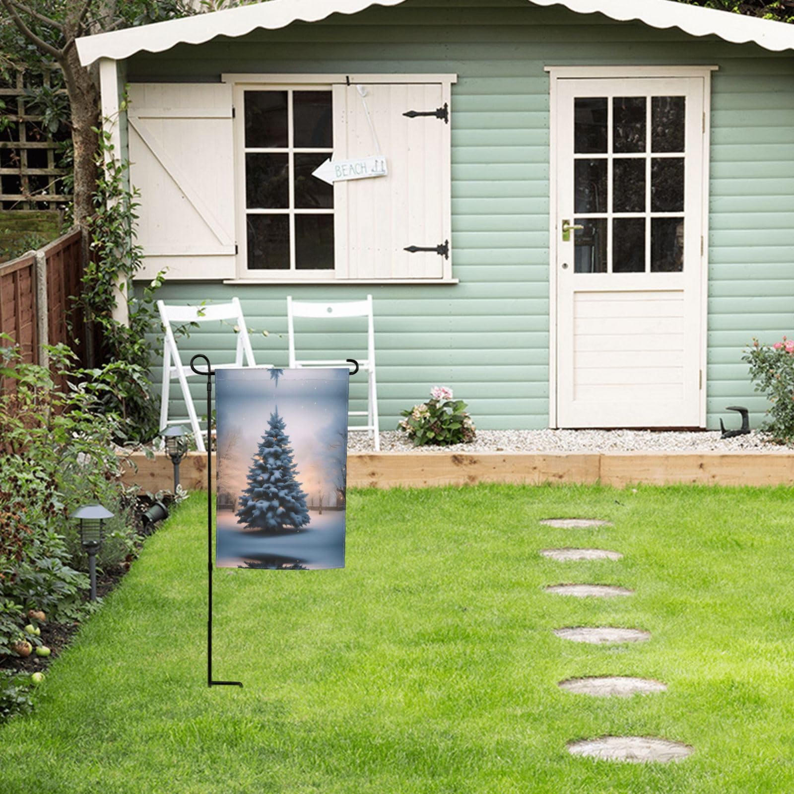 Bandiera Da Giardino Natalizia ARGOOFG 30,5x45,7 Cm - Double Face, Con Alberi Di Natale, Stampata Su Poliestere, Decorazione Esterna Per Le Feste - 5