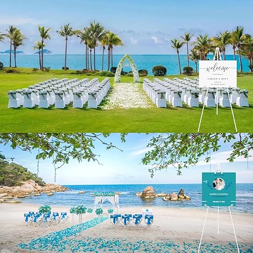 Miniatura 7 de JIUYE Caballete blanco básico para carteles de boda, altura ajustable, soporte de caballete para exhibir pósters, base de trípode, sostiene artes