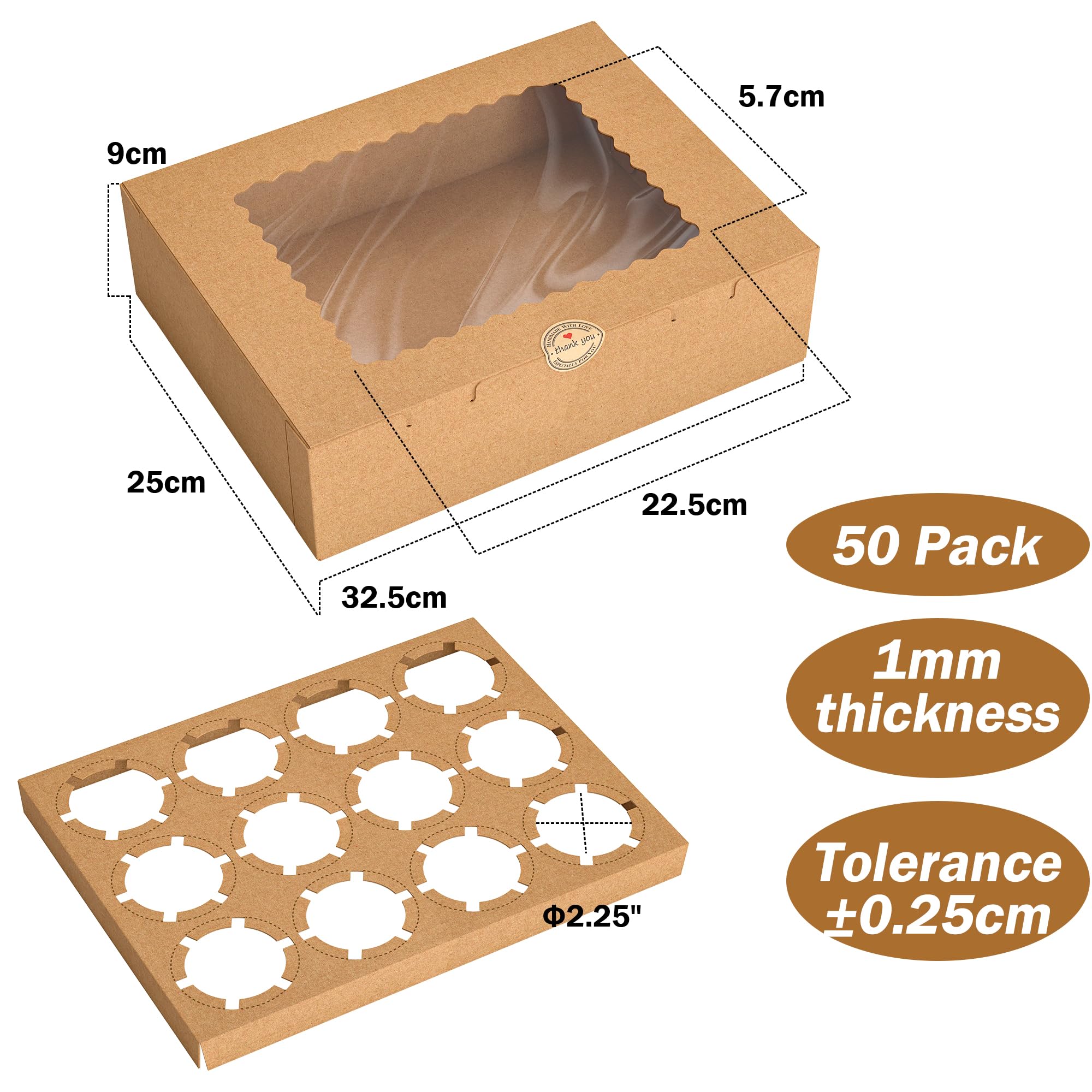 50 piezas de cajas de pasteles resistentes, caja de tarta con ventana transparente para pasteles, magdalenas, caja de transporte de pasteles ideal para regalos de cumpleaños, venta de