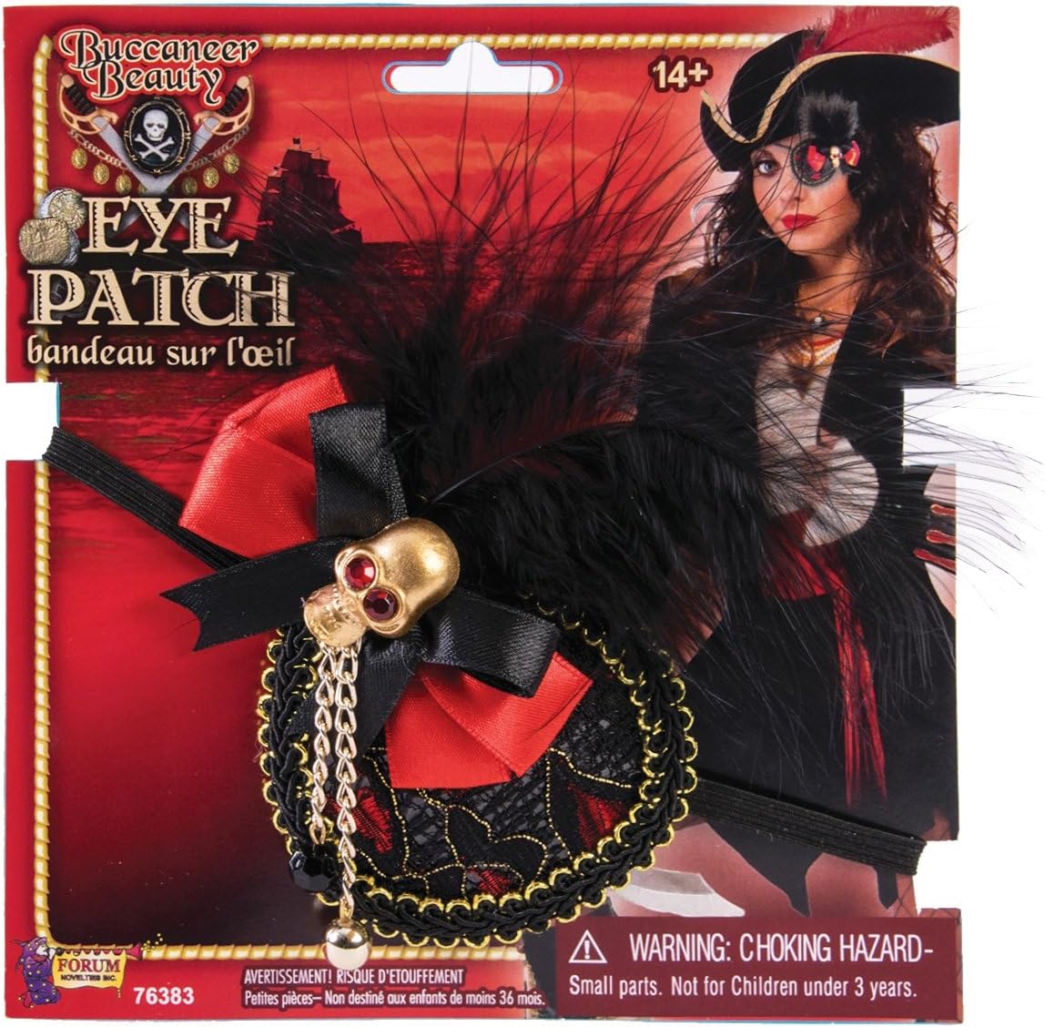 Forum Novelties Women's Super Dlx Pirate Eye Patch Accessory, red, standard