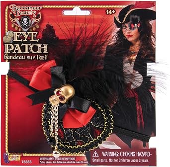 Forum Novelties Women's Super Dlx Pirate Eye Patch Accessory, red, standard