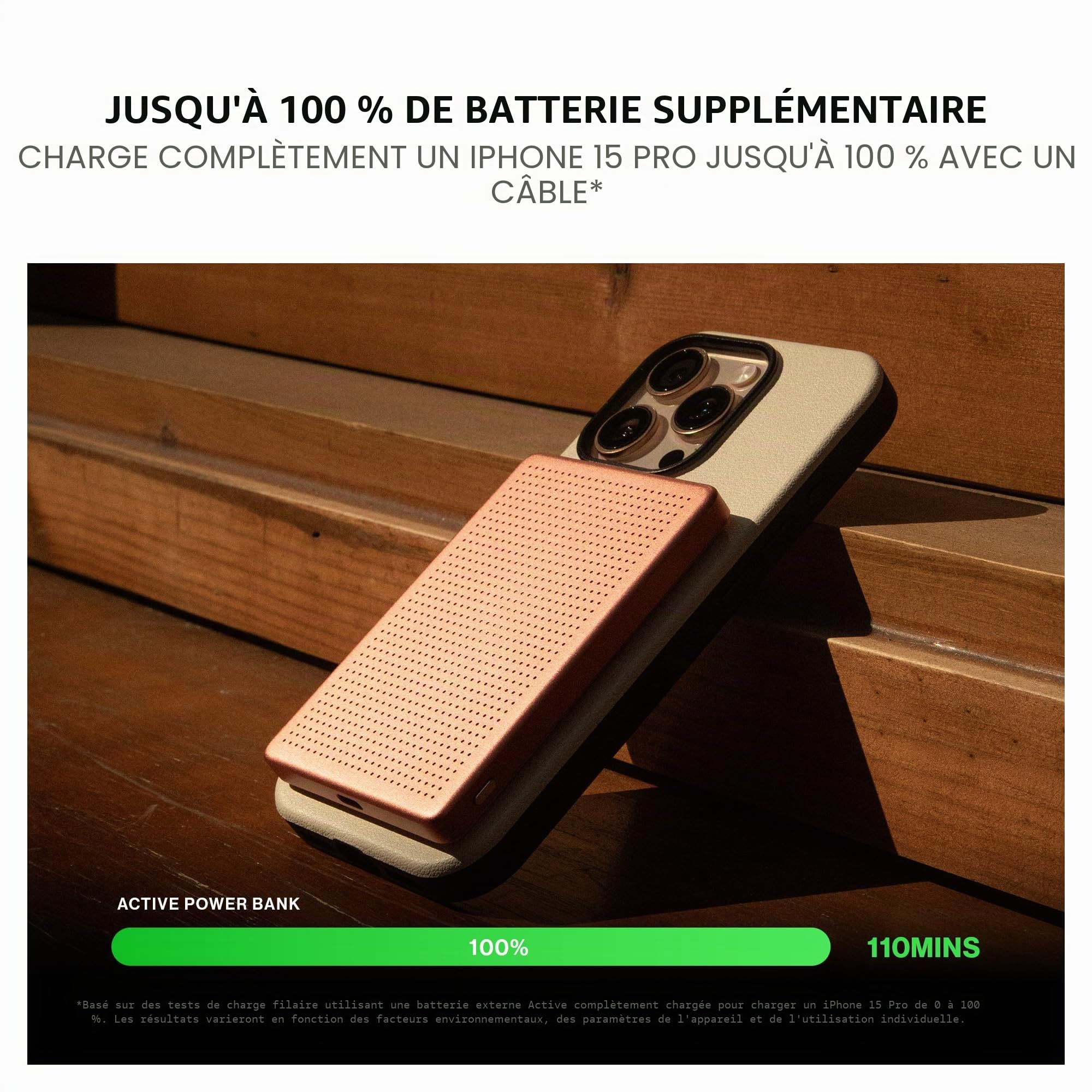Native Union Active Power Bank | Magnétique 5000 mAh MagSafe 15W – Batterie Externe sans Fil avec Câble USB‑C Inclus – Compatible iPhone Air, 17, 17 Pro, 17 Pro Max, 17e, AirPods Pro 3 (Abricot)