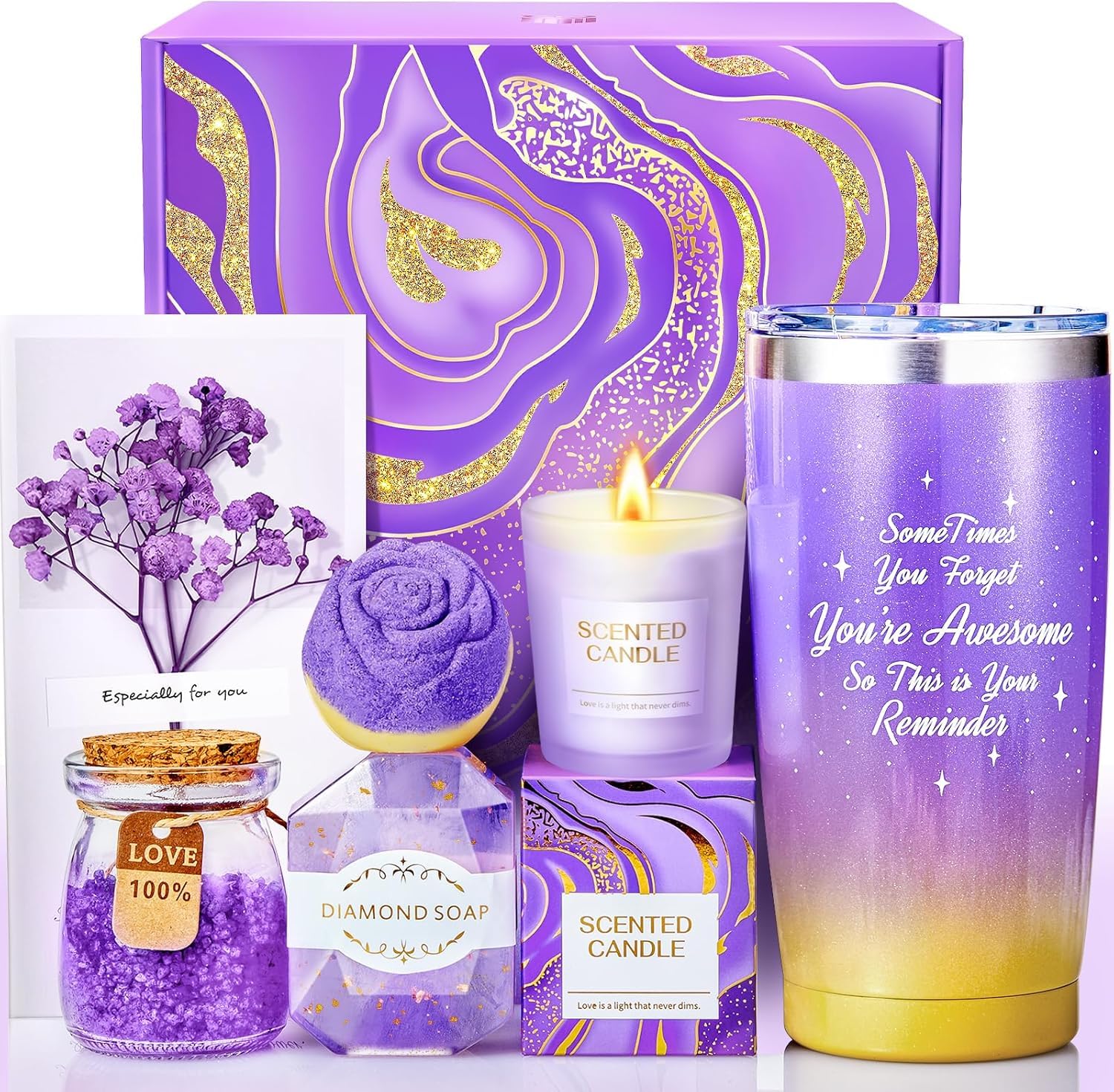 Birthday Gifts for Women, Mom, Wife, Girlfriend, Sister, Bestie - Valentines Day Gift for Her, Self Care Spa Gift Baskets for Women, Best Friends, Teacher, Employee Appreciation, Anniversary Gifts