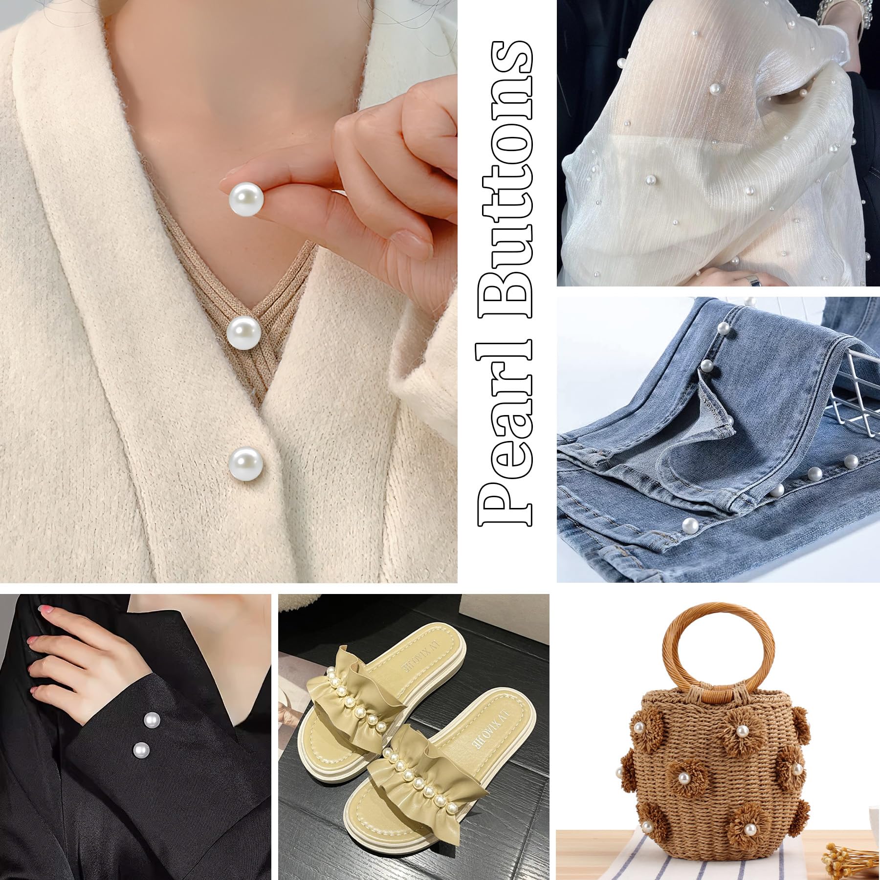 Amazon.com: 30 組珍珠鈕扣,無需縫可拆卸珍珠胸針固定別針可重複使用的多用途工藝鈕扣適用於襯衫襯衫襯衫洋裝毛衣披肩和吊帶夾克: