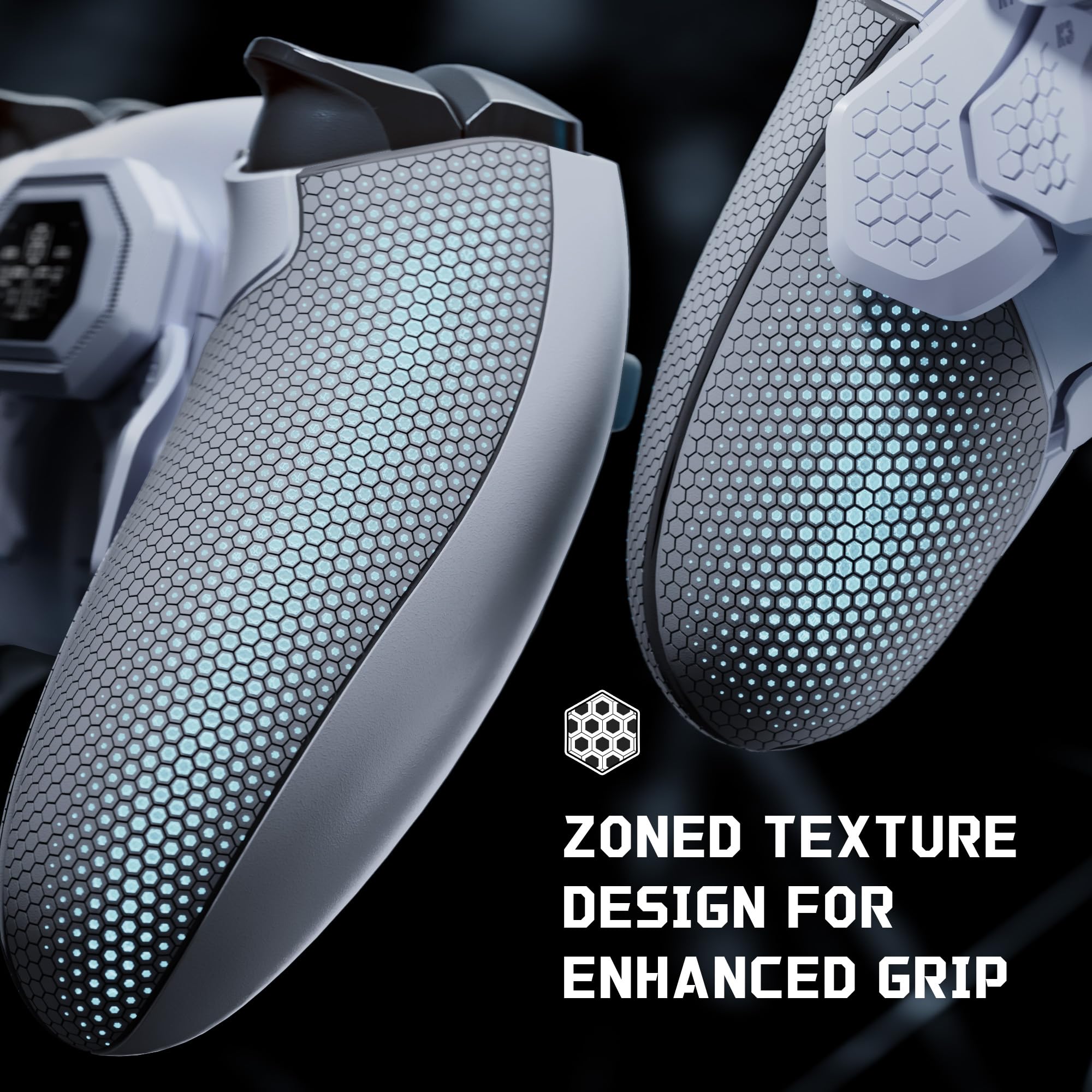 eXtremeRate BEYOND Remap Kit per ps5 Edge Controller, Display OLED & Cover Grip Ergonomici & 4 Palette Tasti Posteriori Rimappabili, Back Paddle Accessori per ps5 Edge Joystick, Grigio
