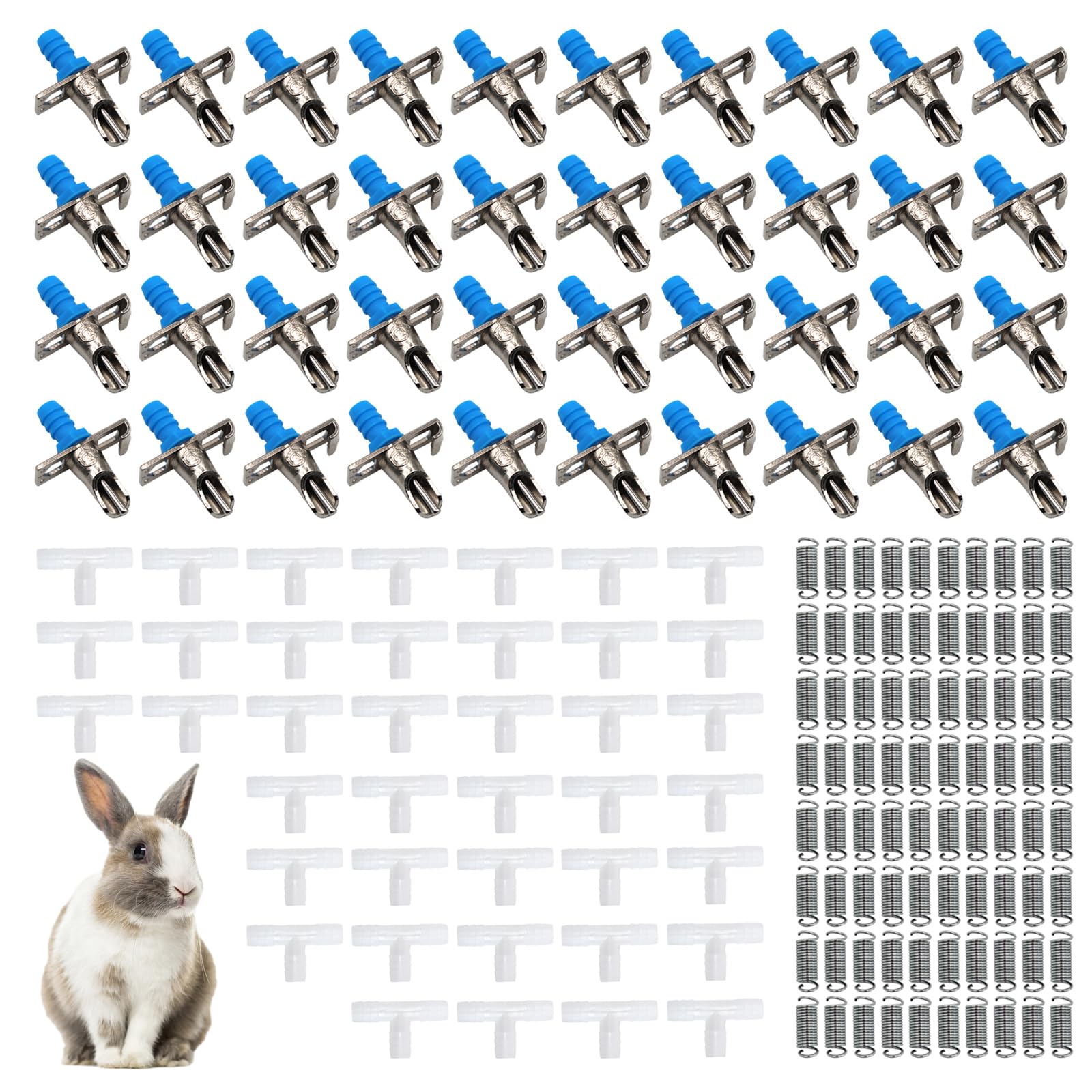 Automatic Rabbit Watering Kit Include 40 Nipple Drinker Feeders, Rabbit Watering System Nipples Waterer Drinking Nipples Rabbits Drinker for Small Animals