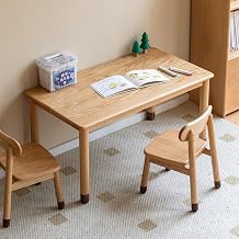 YESWOOD 47.2'' Solid Wood Activity Table, Minimalist Low Coffee Table Floor Table in European Beech, Small Space Compact Side Table for Living Room, Tea Corner or Reading Nook