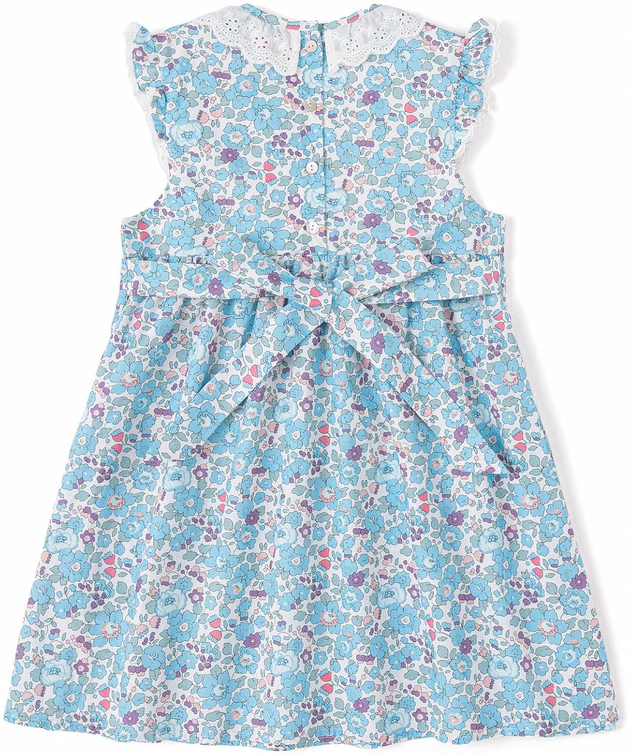 Curipeer Little Baby Girls Blue Floral Sleeveless Summer Dress Toddler Cotton Ruffled Playwear Lace Dress Beach Sundress 8T - Image 2