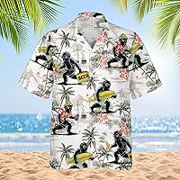 Vista 5 de American Bigfoot - Camisa hawaiana para hombre, divertida camisa hawaiana con botones Sasquatch de manga corta para hombre