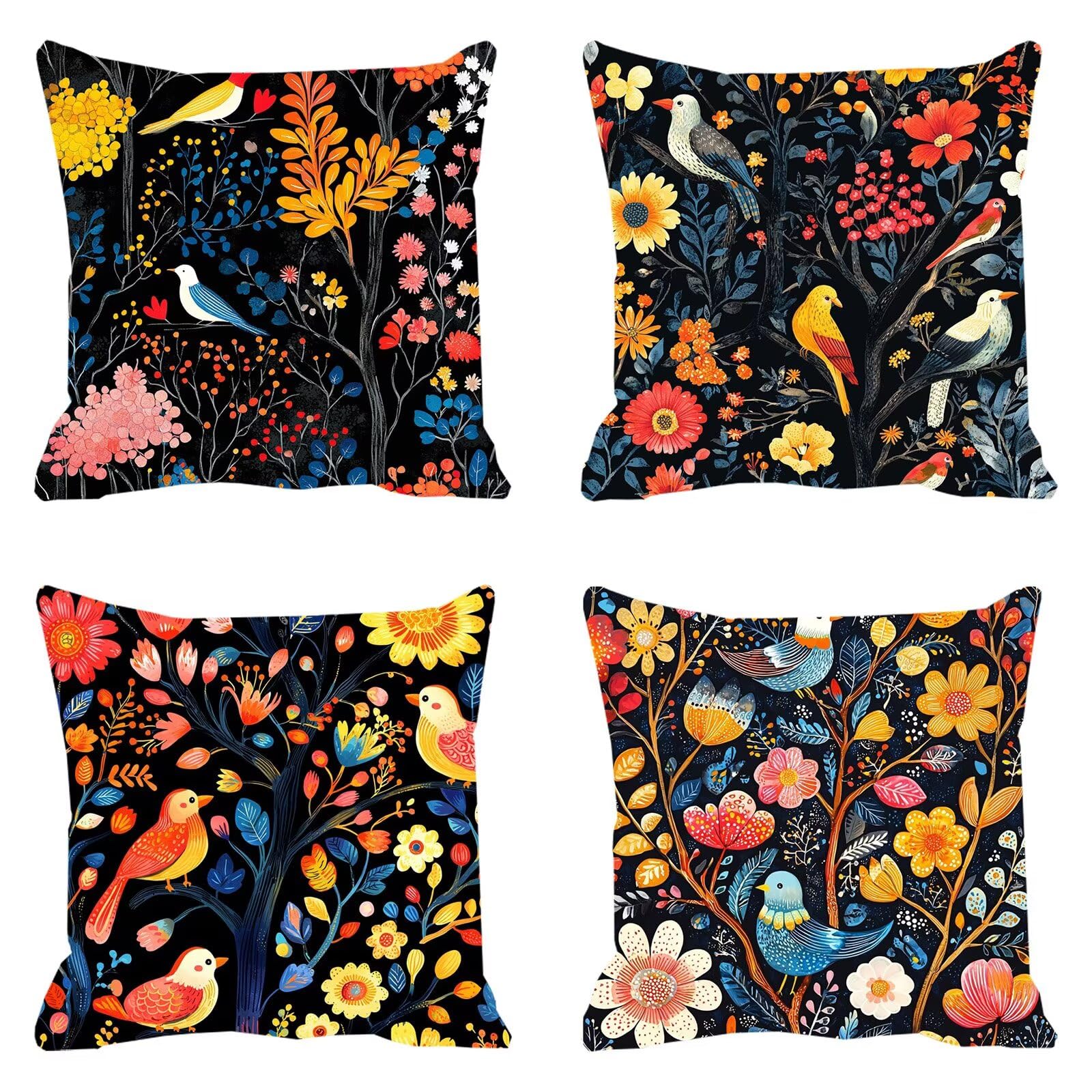 Outdoor Kissen Wasserfest Dekorative 4 er Kissenbezug 55x55cm Frühling Samt Kissenbezüge Farbe kissen Wetterfest Blumen2 Kissenbezug Werden für Heim Sofak Outdoor Garten Stuhl Bett Schlafzimmer F0P300