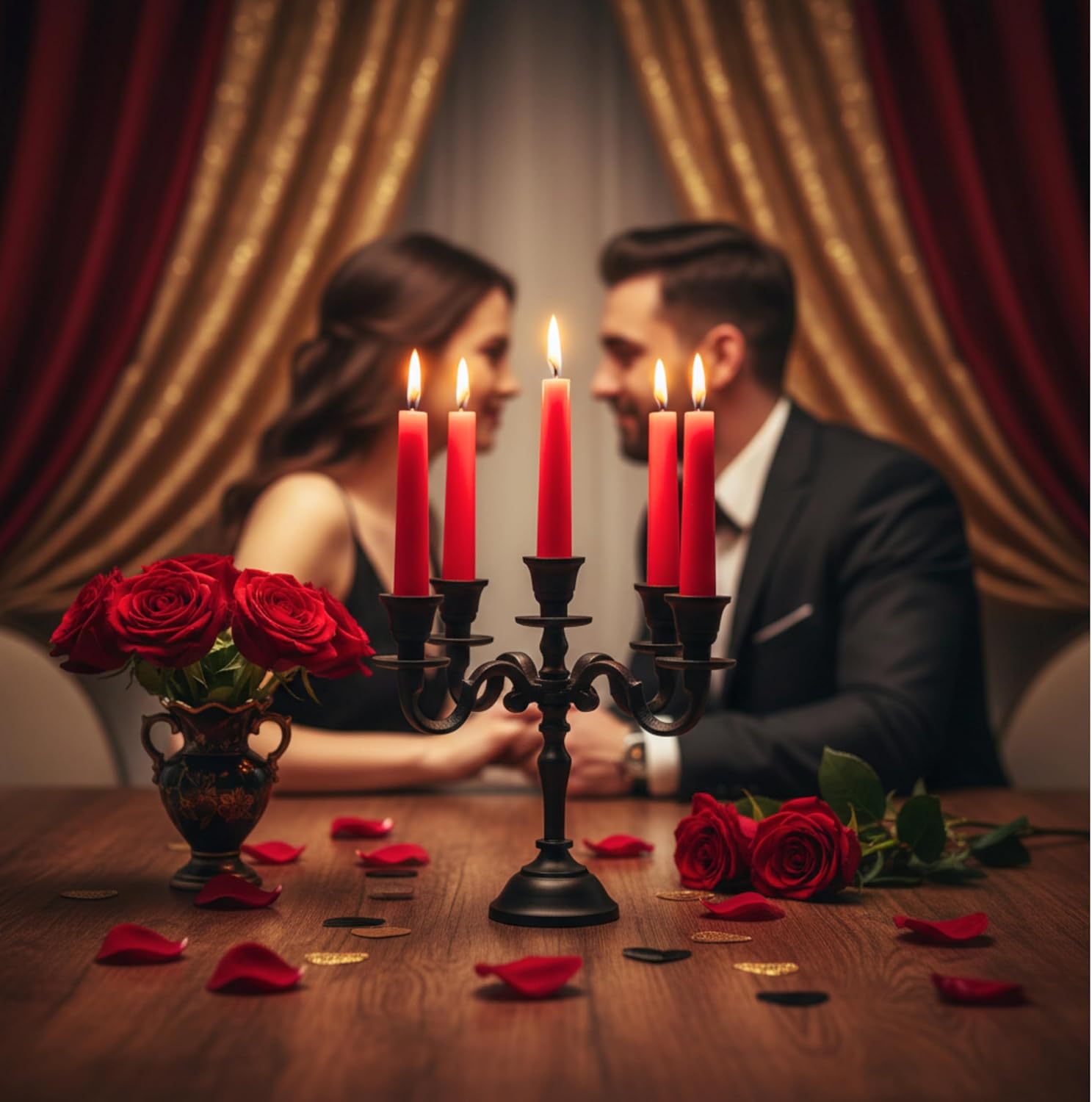 Rely+ 5 Arm Baby Candelabra Black Matte 8 Inch Taper Candle Holders Gothic Decorations Candlesticks Holder Home Decor Wedding Parties Centerpiece for Dining Table