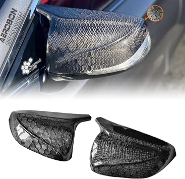 AeroBon Real Carbon Fiber Side Caps Compatible with Infiniti 2014-2024 Q50 Q50S, 2017-2023 Q60 Q60S Mirror Caps Replacement Style Honeycomb Weave
