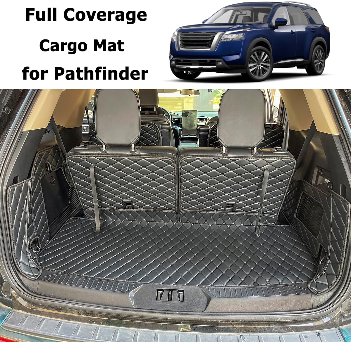 Cargo Mat Compatible with Nissan Pathfinder 2022-2026 Trunk Mat (and Rear Left and Right Side Panels) Cargo Liners Pathfinder