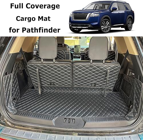 Miniatura 3 de Alfombrilla para maletero para Nissan Pathfinder 2022-2024 (2 fila con asiento de banco) y alfombrilla para respaldo trasero 2 y 3 fila (5 unidades)