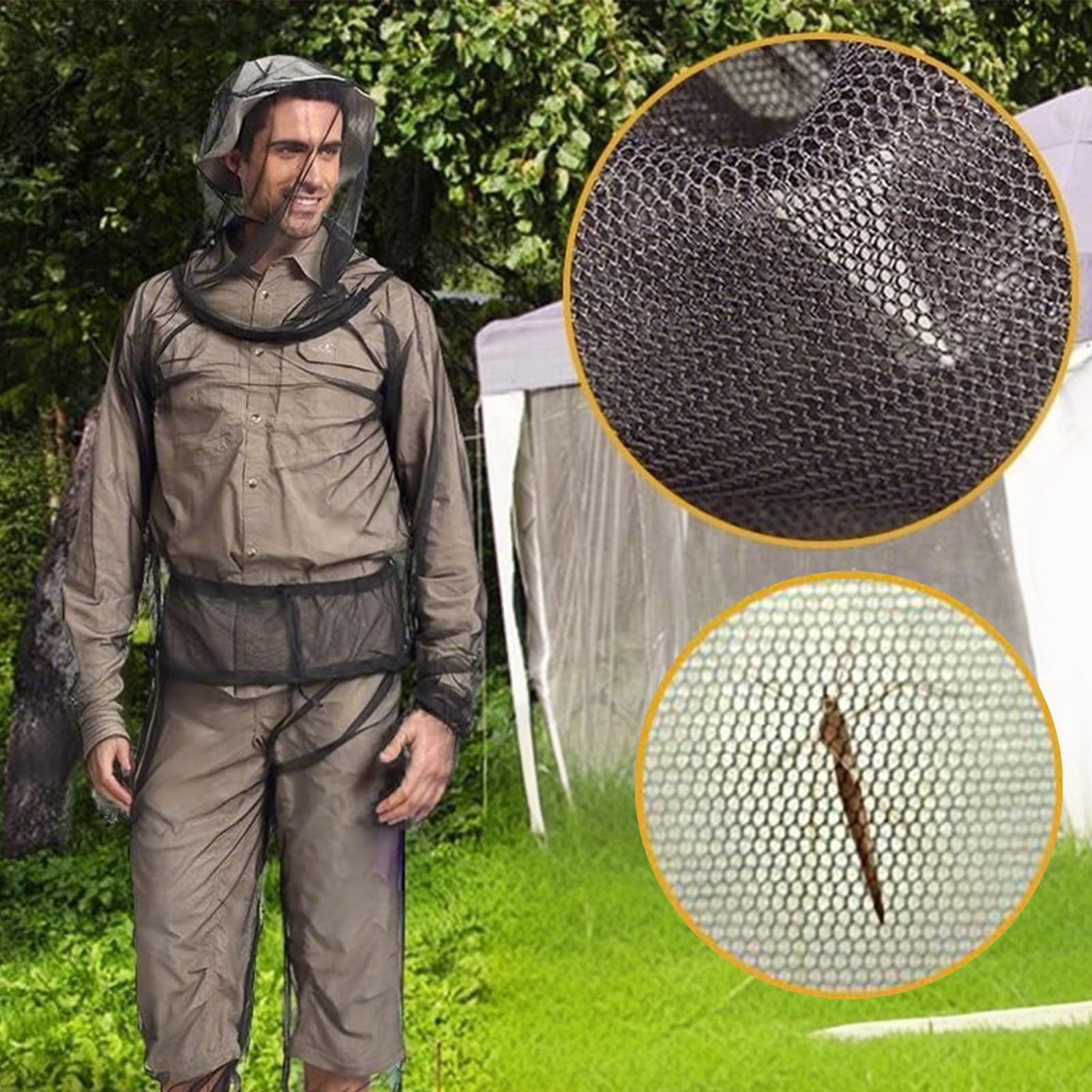 Fly Net Clothing | Tuta Completa in Rete Antinsetto - Maglia Leggera Traspirante con Borsa Trasporto per Zaino Trekking Campeggio Arrampicata