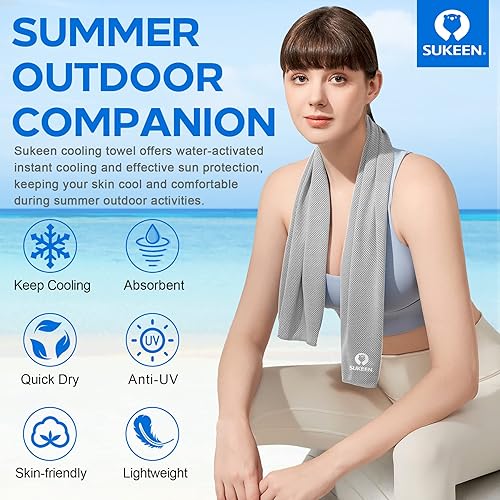 Miniatura 29 de Sukeen Paquete de 4 toallas refrescantes (40 x 12 pulgadas), envolturas refrescantes para el cuello, toalla de hielo, toalla fría suave