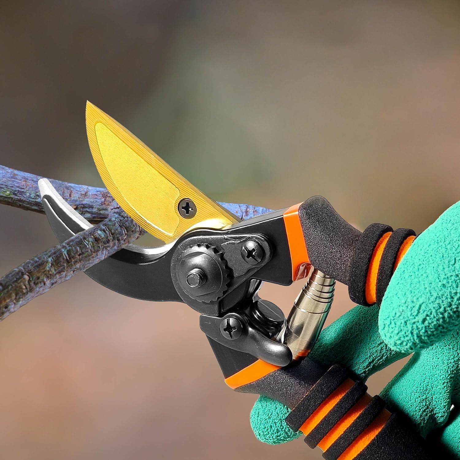 HO.GAR Premium Titanium Bypass Pruning Shears Kit: Heavy Duty Professional Hand Pruners, Gardening Scissors, Ergonomic Secateurs. Includes Blade and Spring Replacement + Pouch + Carabiner