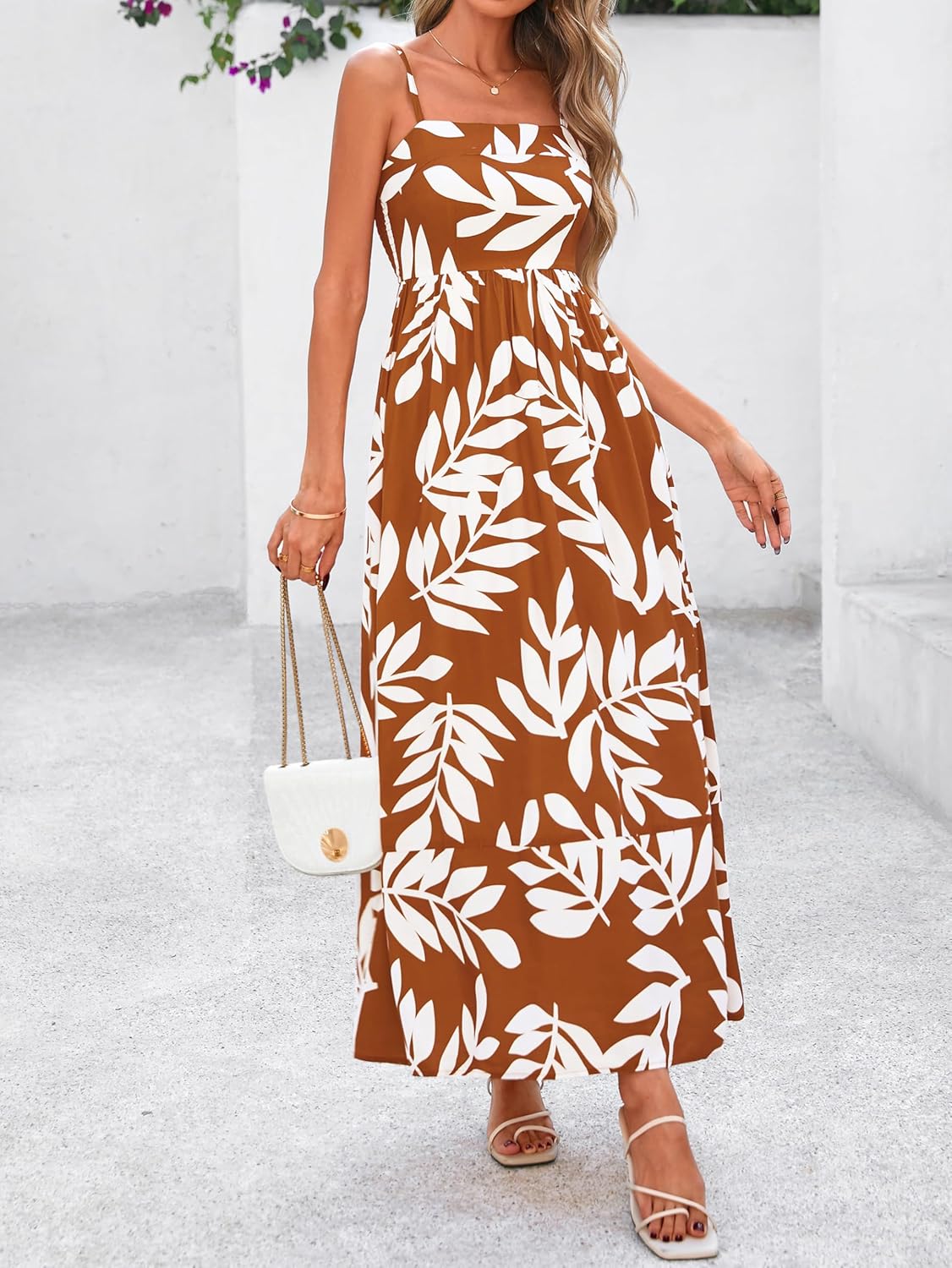 PRETTYGARDEN Women Summer Maxi Dresses 2026 Spaghetti Strap Boho Floral Striped Wedding Guest Beach Vacation Flowy Long Dress - Image 4