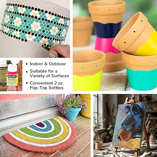 Miniatura 4 de DecoArt Crafter's - Pintura acrílica para patio, 24 colores pastel, pinturas permanentes resistentes a la intemperie para exteriores, 2 onzas