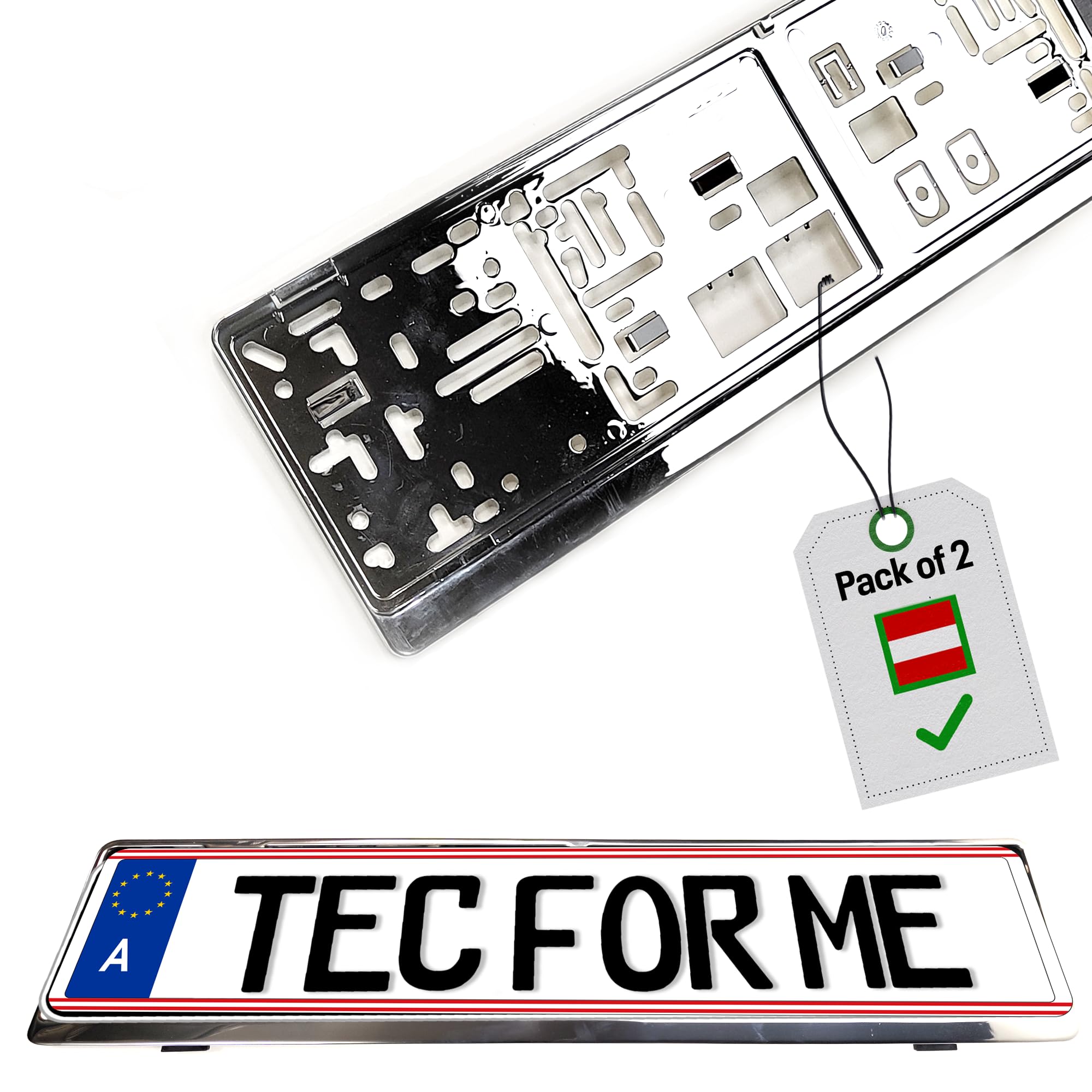 NEU! Premium Chrom Kennzeichenhalter für at Größen – luxuriöses Design, widerstandsfähiges ABS Material, perfekte Anpassung, TÜV-geprüfte Stabilität, ideal für anspruchsvolle Autofahrer