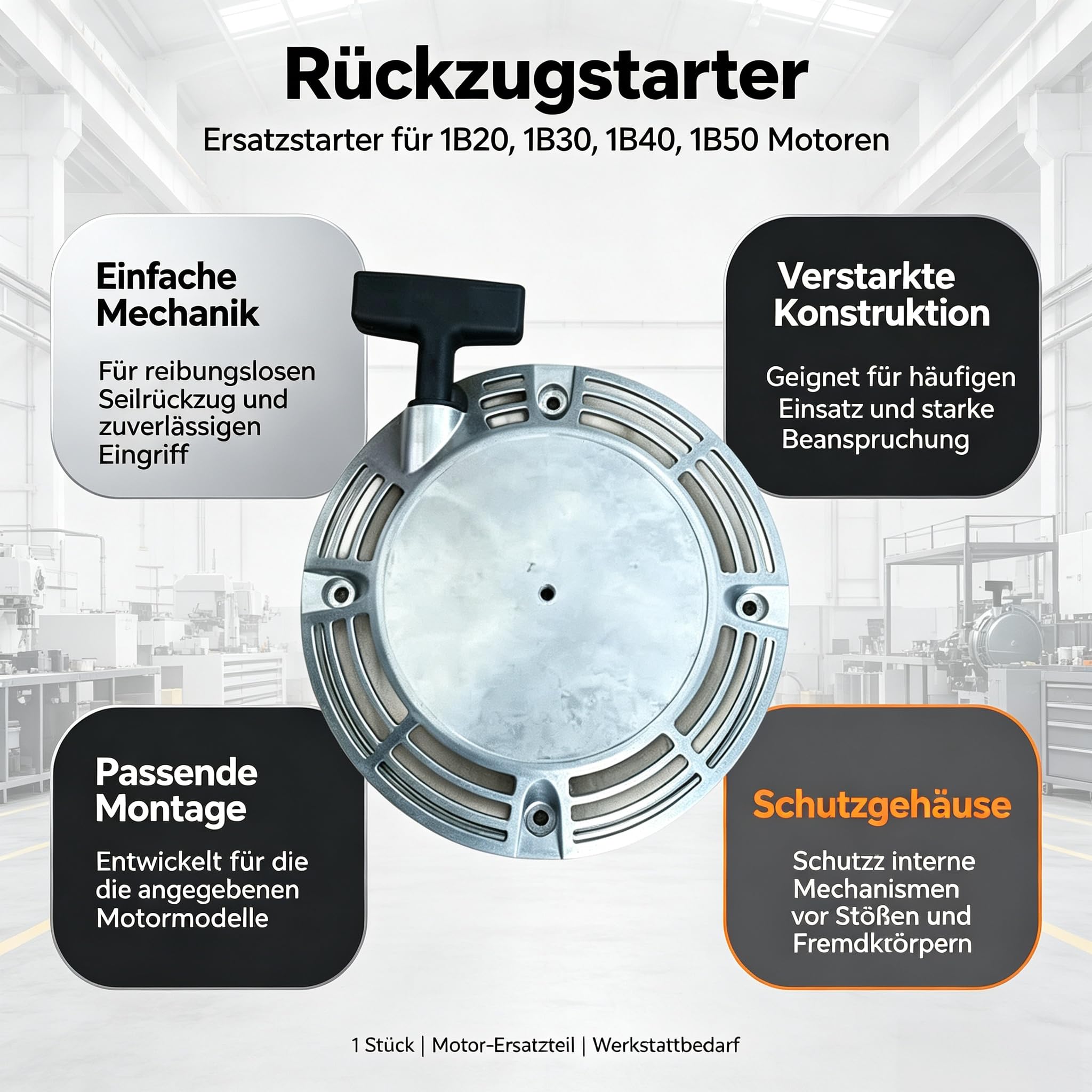 Rekordstarter für Hatz 1B20 1B30 1B40 1B50 Motoren Zuverlässig 02319100 Seilzugstarter Handstartgerät Robust Metallgehäuse Für Baumaschinen Landwirtschaft Geräte Standardgröße