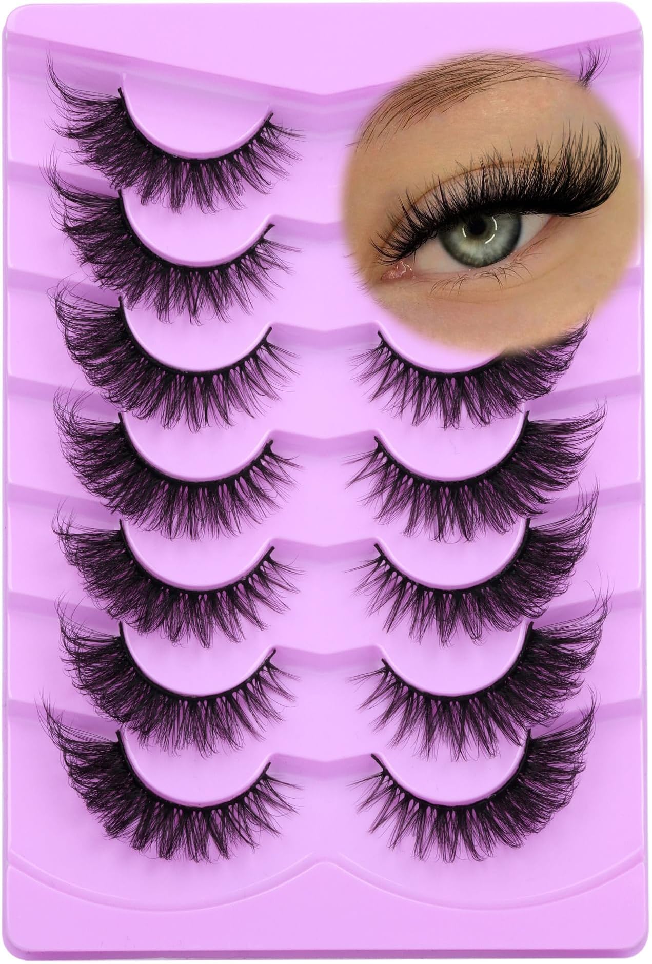 ALICE Eyelashes Fox Eye Lashes Mink Faux Natural False Eyelashes Wispy Cat Eye Lashes Pack Fake Eyelashes 7 Pairs