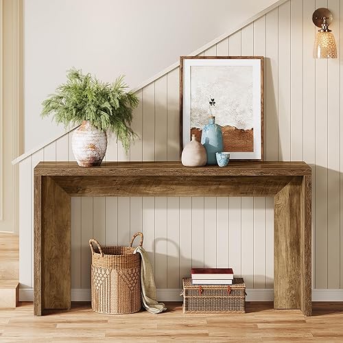 Miniatura 8 de Tribesigns Mesa consola de granja, mesa de sofá de madera de 55 pulgadas con almacenamiento para entrada, vestíbulo, pasillo, sala de estar, fácil
