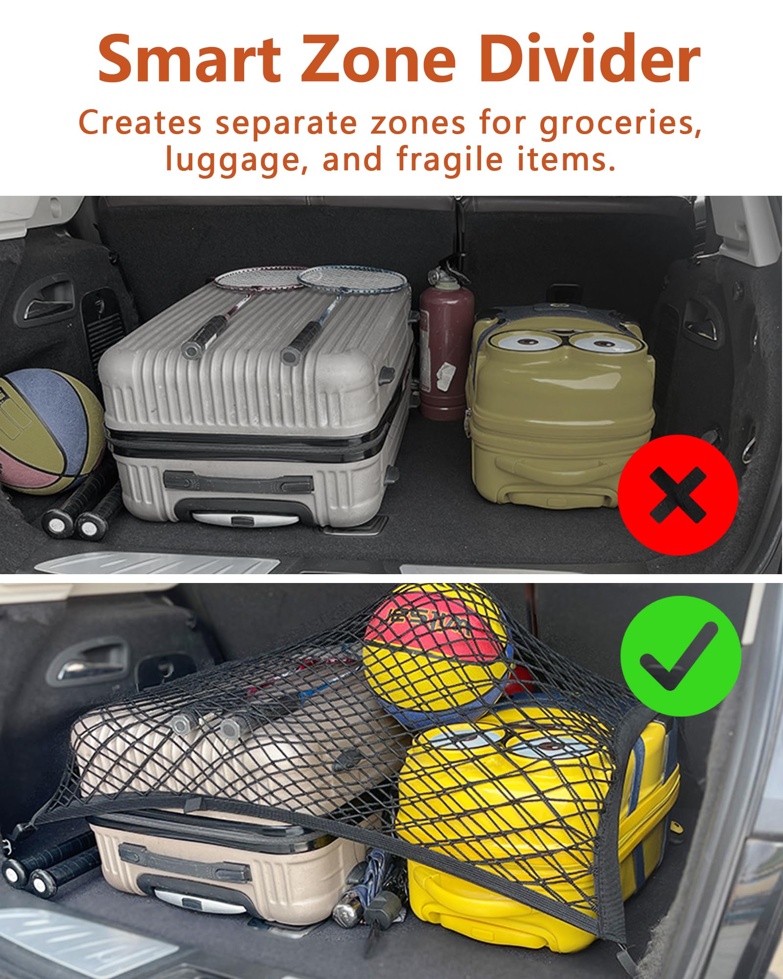 VOVANE Rete Bagagliaio Auto Portabagagli Organizer Rete Eelastica Nylon