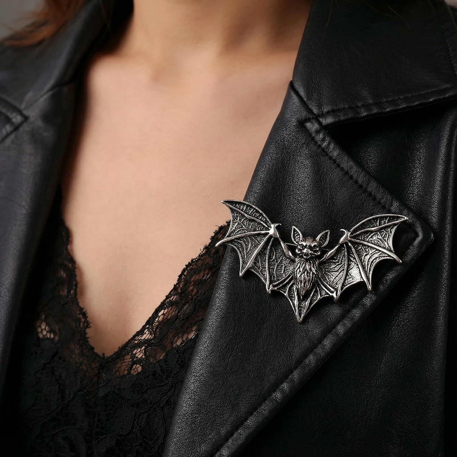 Gothic Bat Brooch Pin, Stainless Steel Vampire Lapel Pin for Men, Halloween Goth Accessories - Image 6