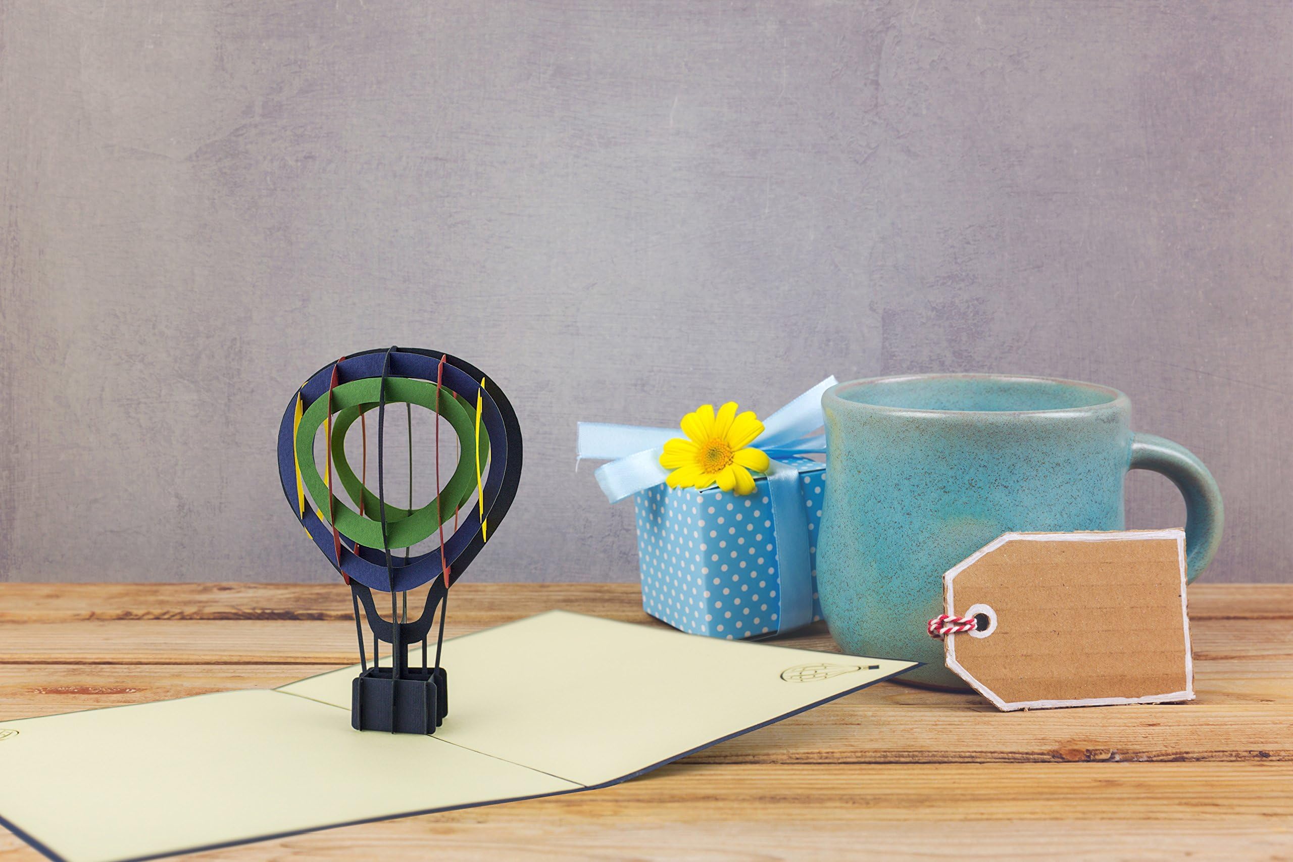 Diese Biglietto Di Auguri Pop-Up 3D Con Mongolfiera – Tema Viaggio E Avventura, Con Busta E Custodia, 15x20 Cm, Ideale Per Buono Vacanza